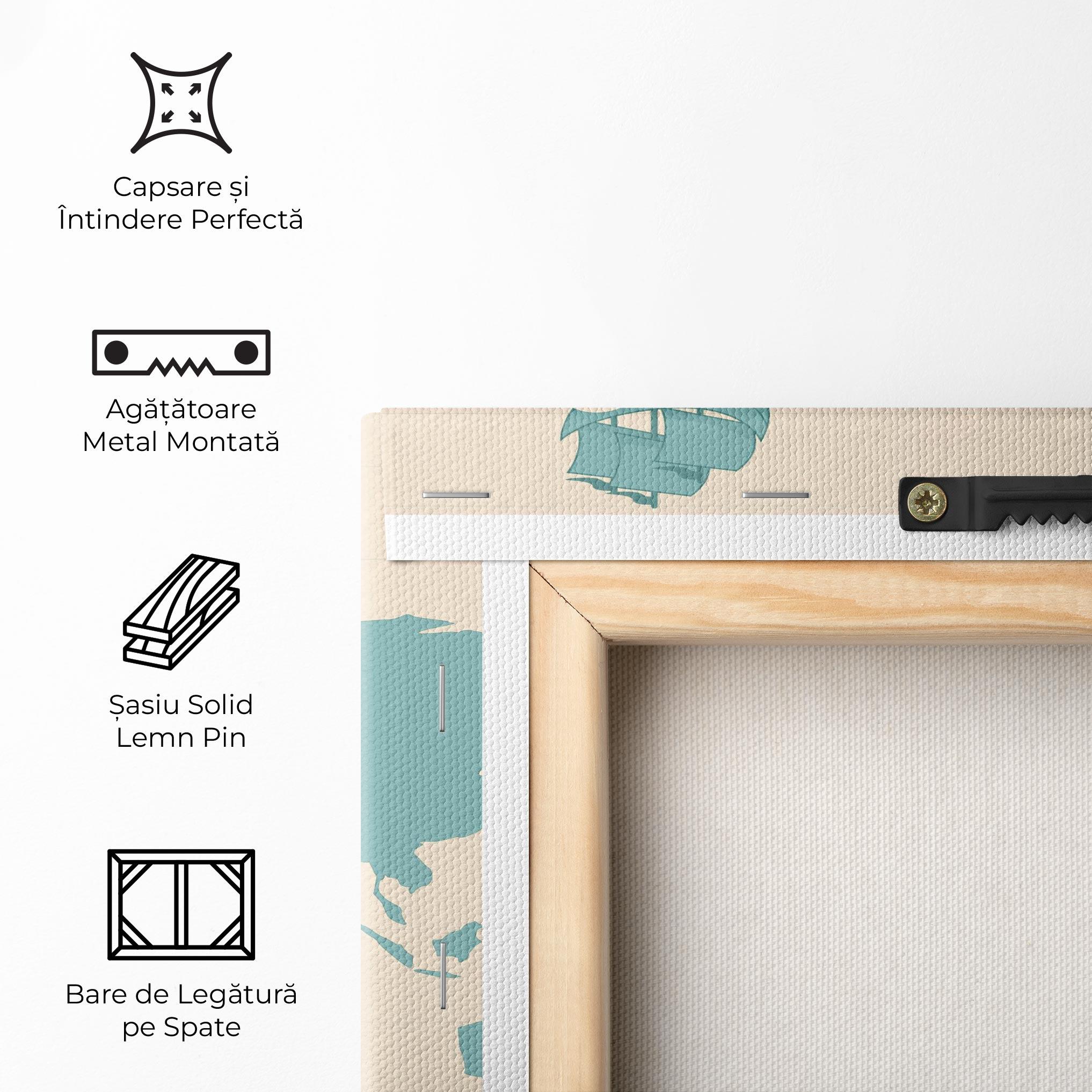 Tablou Canvas Cream Blue Map mockup 5