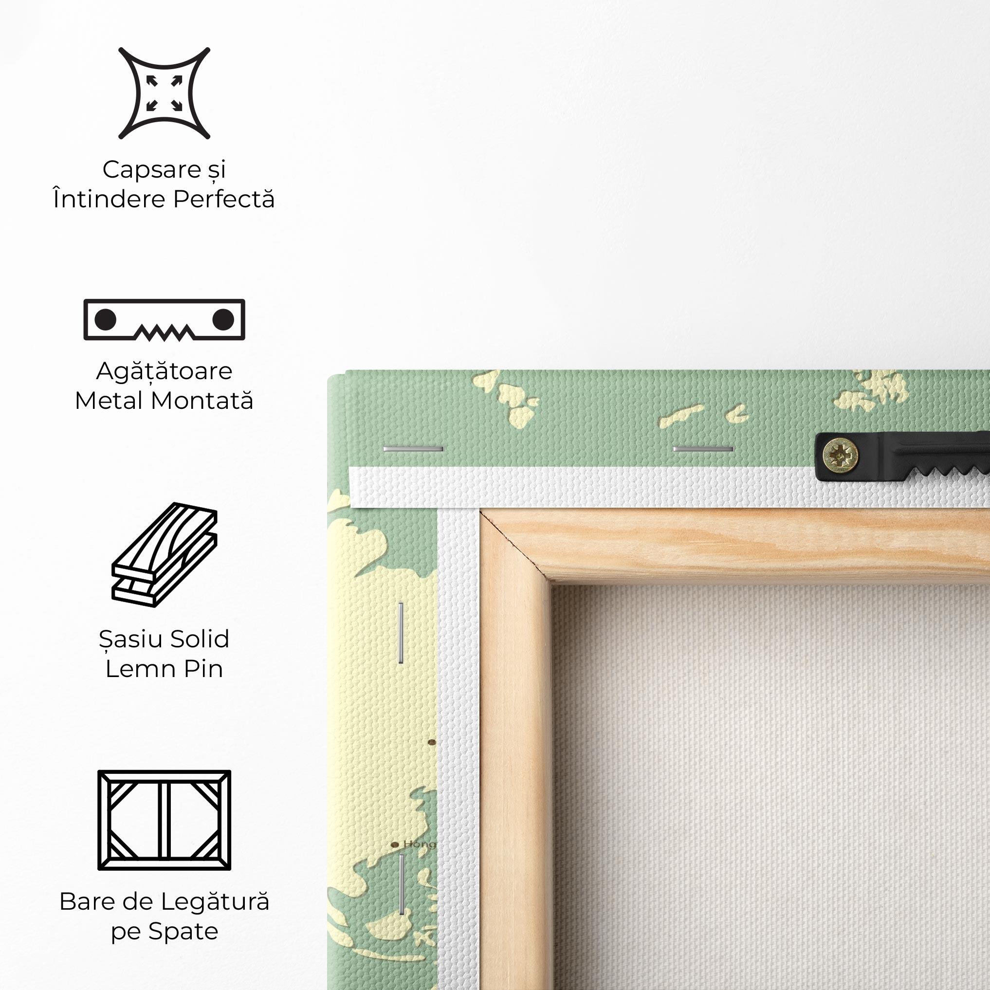 Tablou Canvas Green Cream Map mockup 5