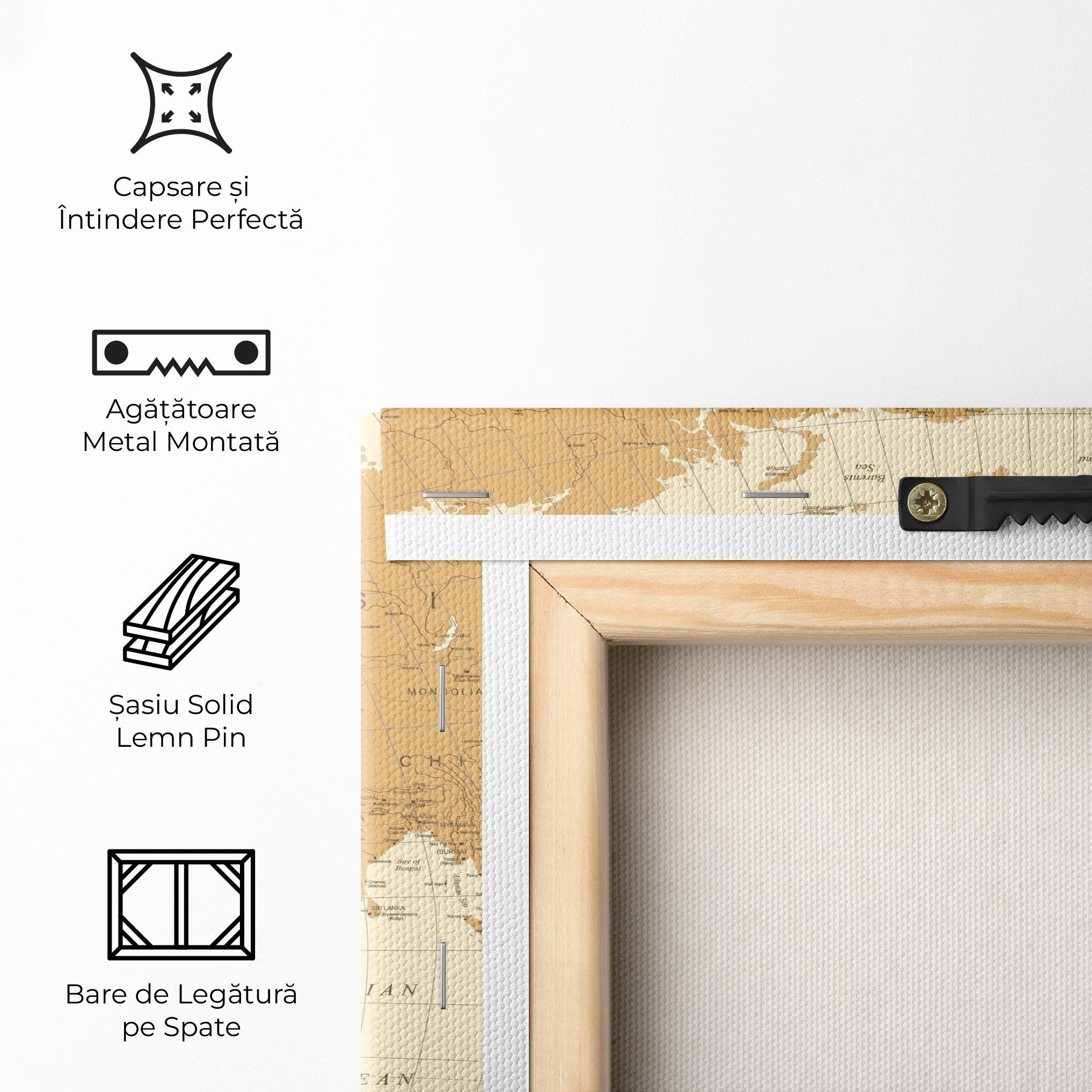 Tablou Canvas Old Map Cream mockup 5