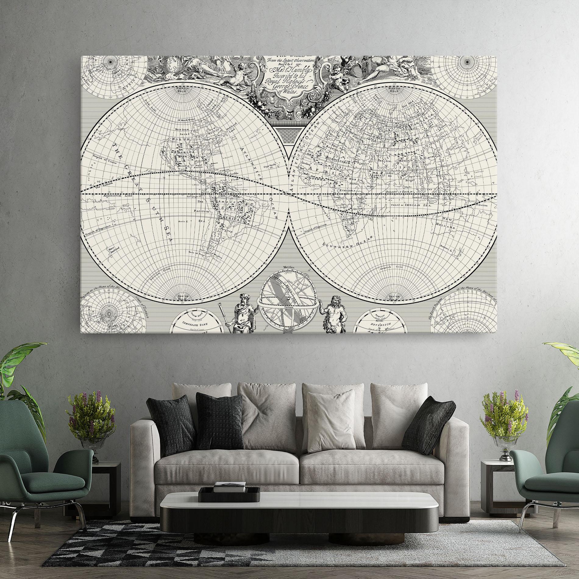 Tablou Canvas Black White Map mockup 7