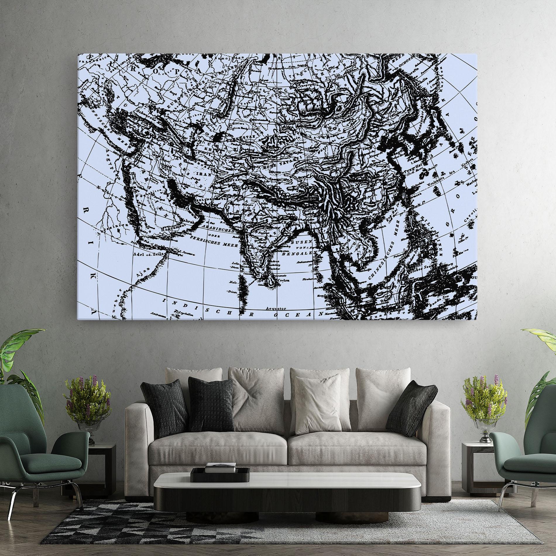 Tablou Canvas Blue Old Map mockup 7