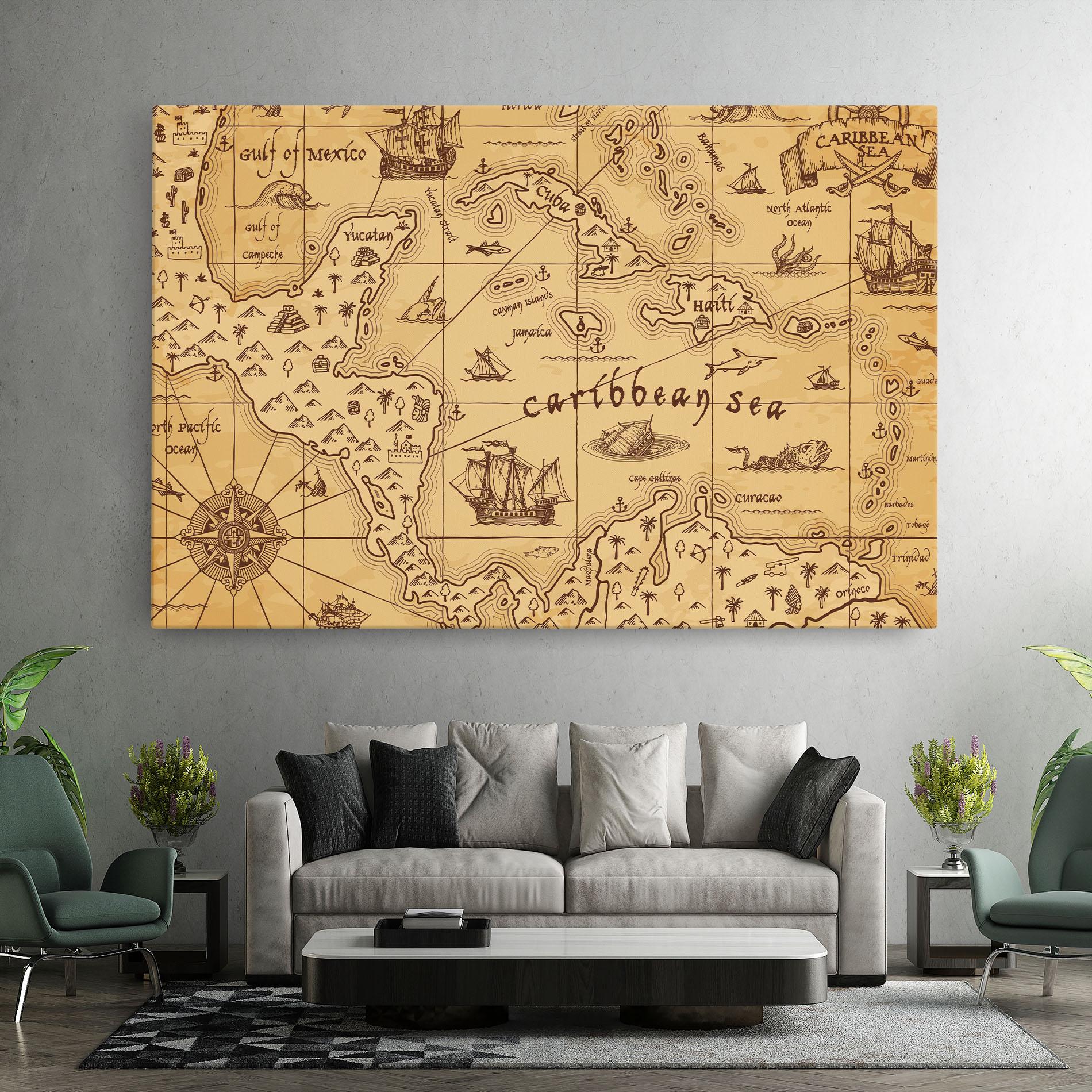 Tablou Canvas Caribbean Sea Map mockup 7