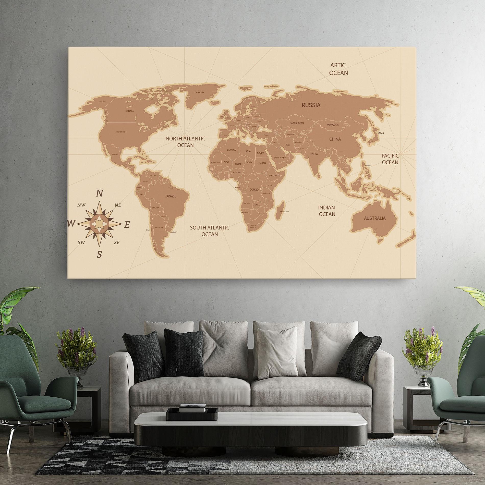 Tablou Canvas Cream Map Vintage mockup 7