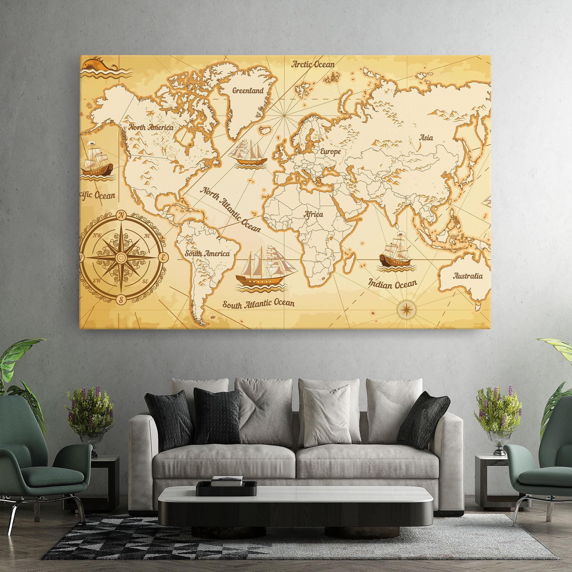 Tablou Canvas Gold Old Map mockup 7