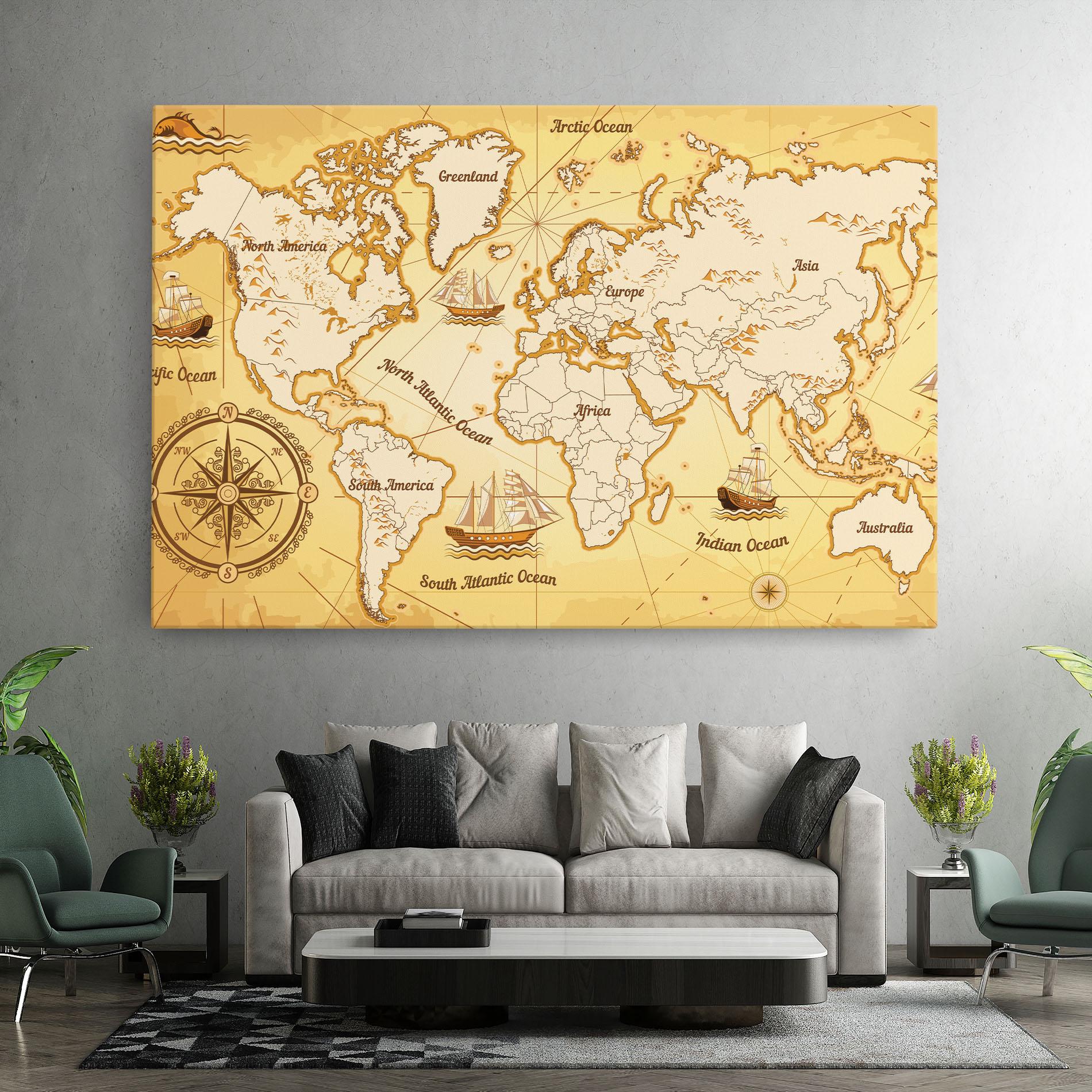 Tablou Canvas Gold Vintage Map mockup 7