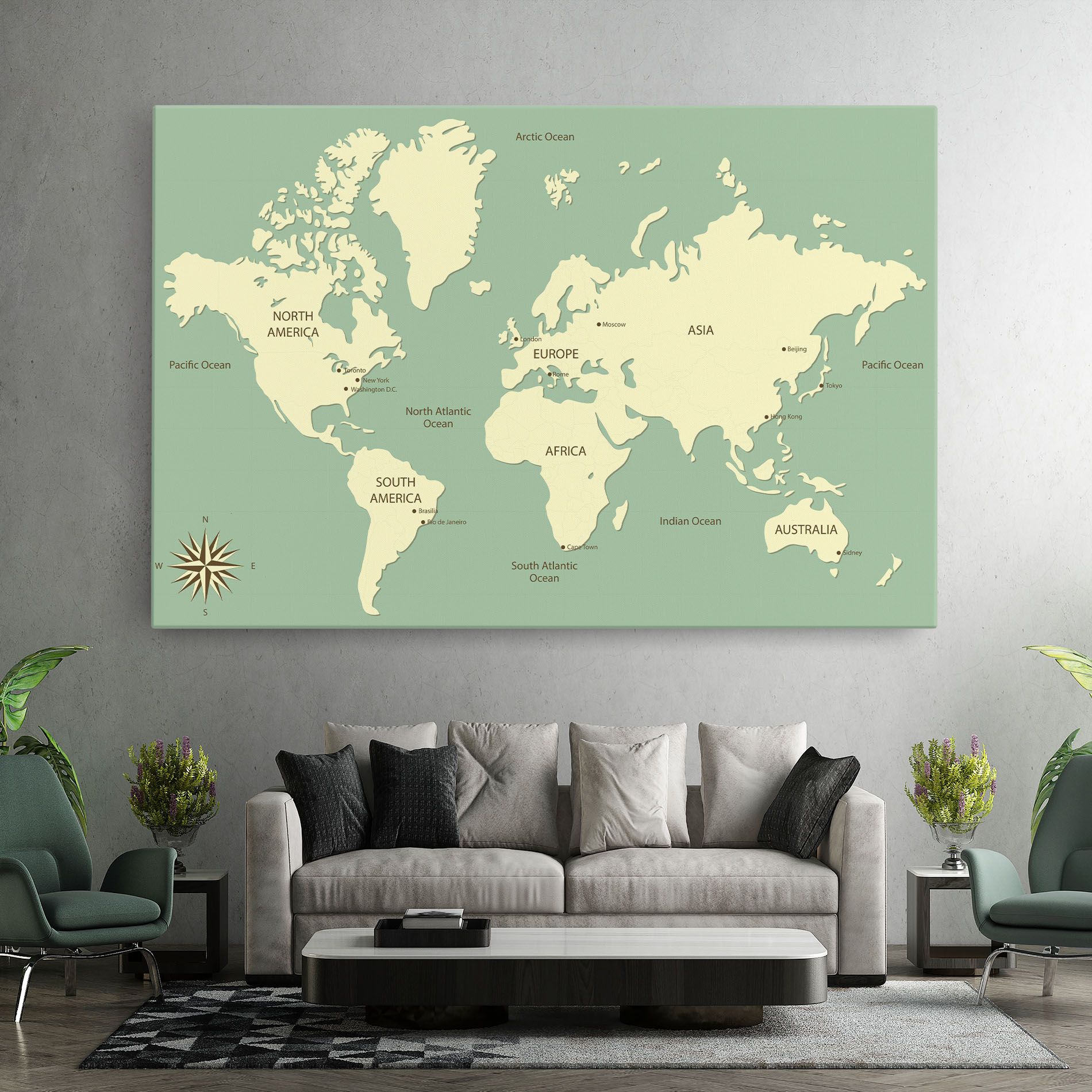 Green Cream Map mockup 7