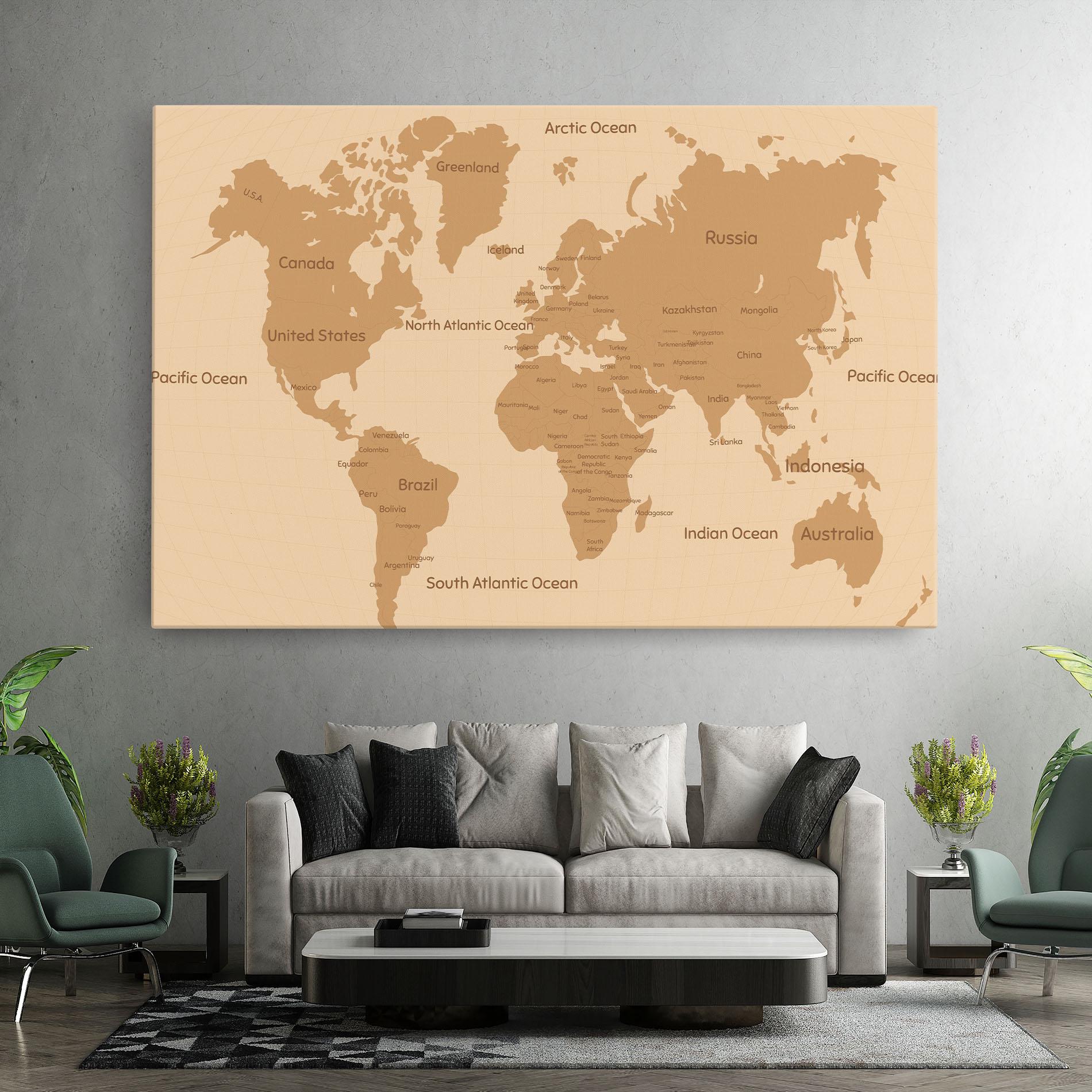 Tablou Canvas Ocean Old Map mockup 7