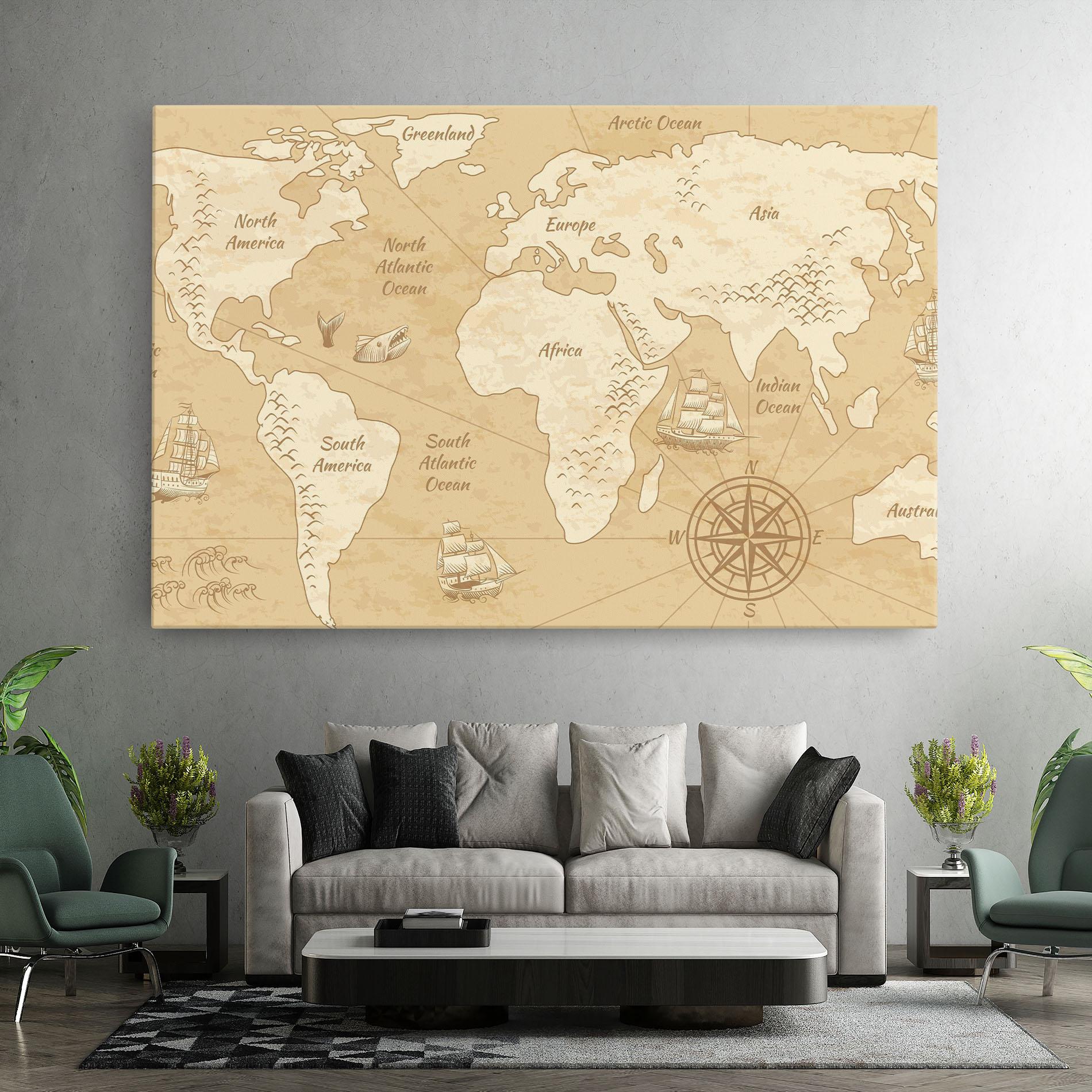 Tablou Canvas Old Continents Map mockup 7