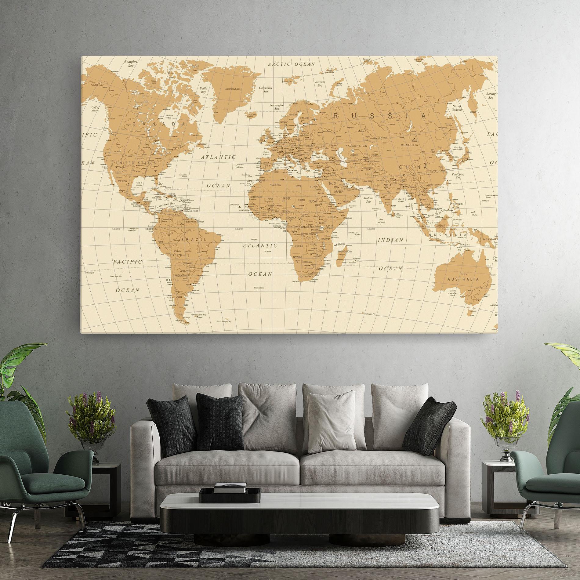 Tablou Canvas Old Map Cream mockup 7