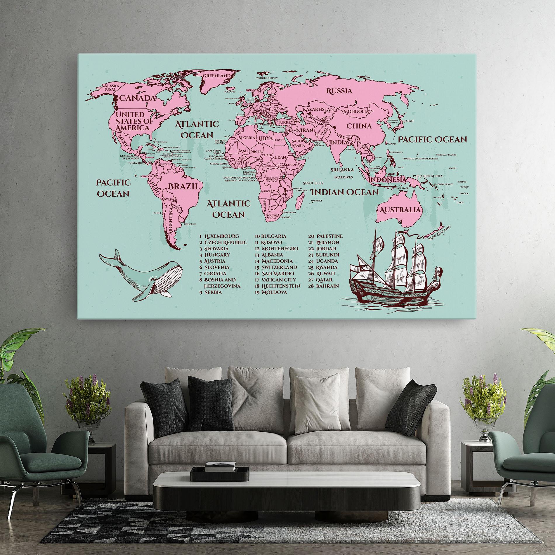 Tablou Canvas Pink Pirate Map mockup 7