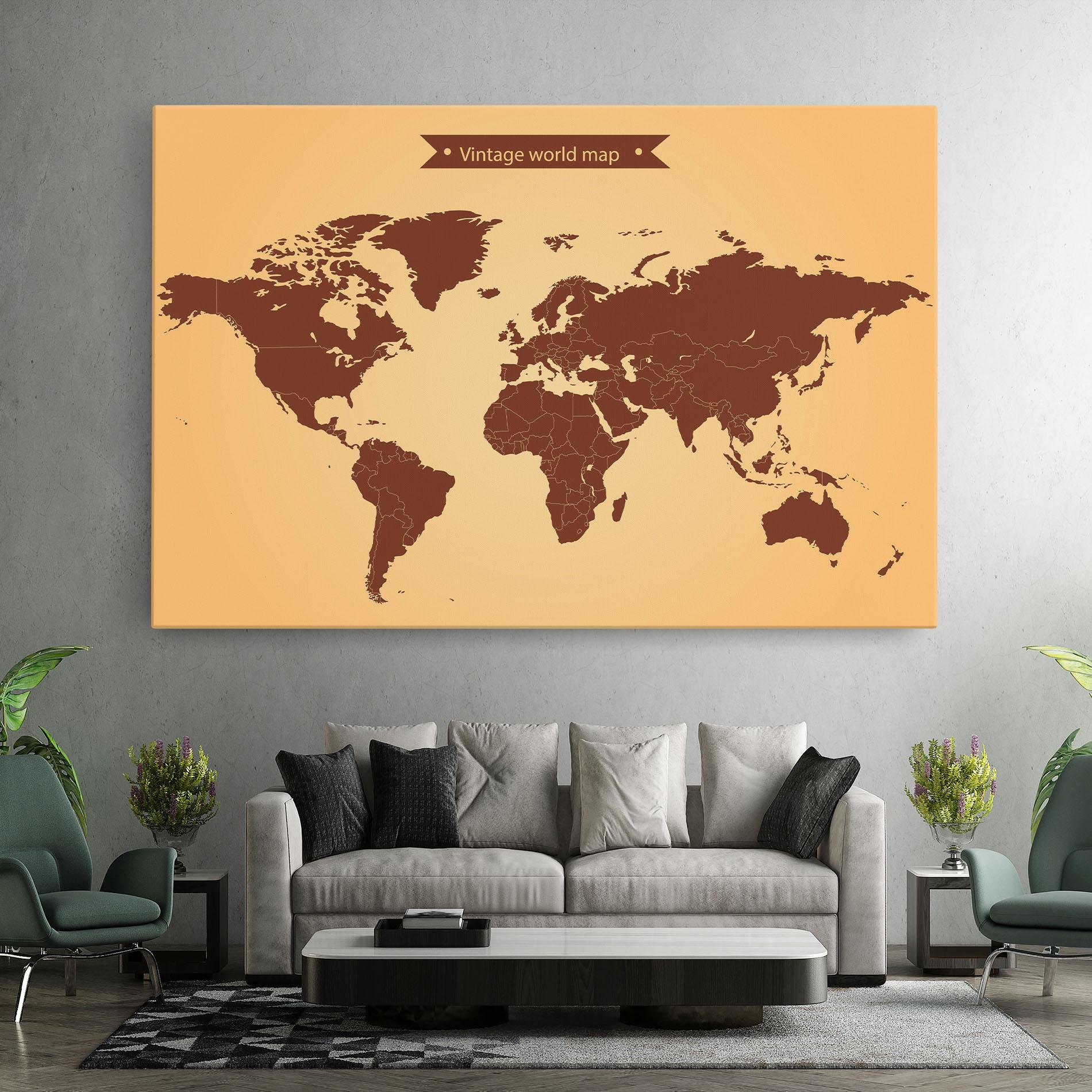 Tablou Canvas Vintage World Map mockup 7
