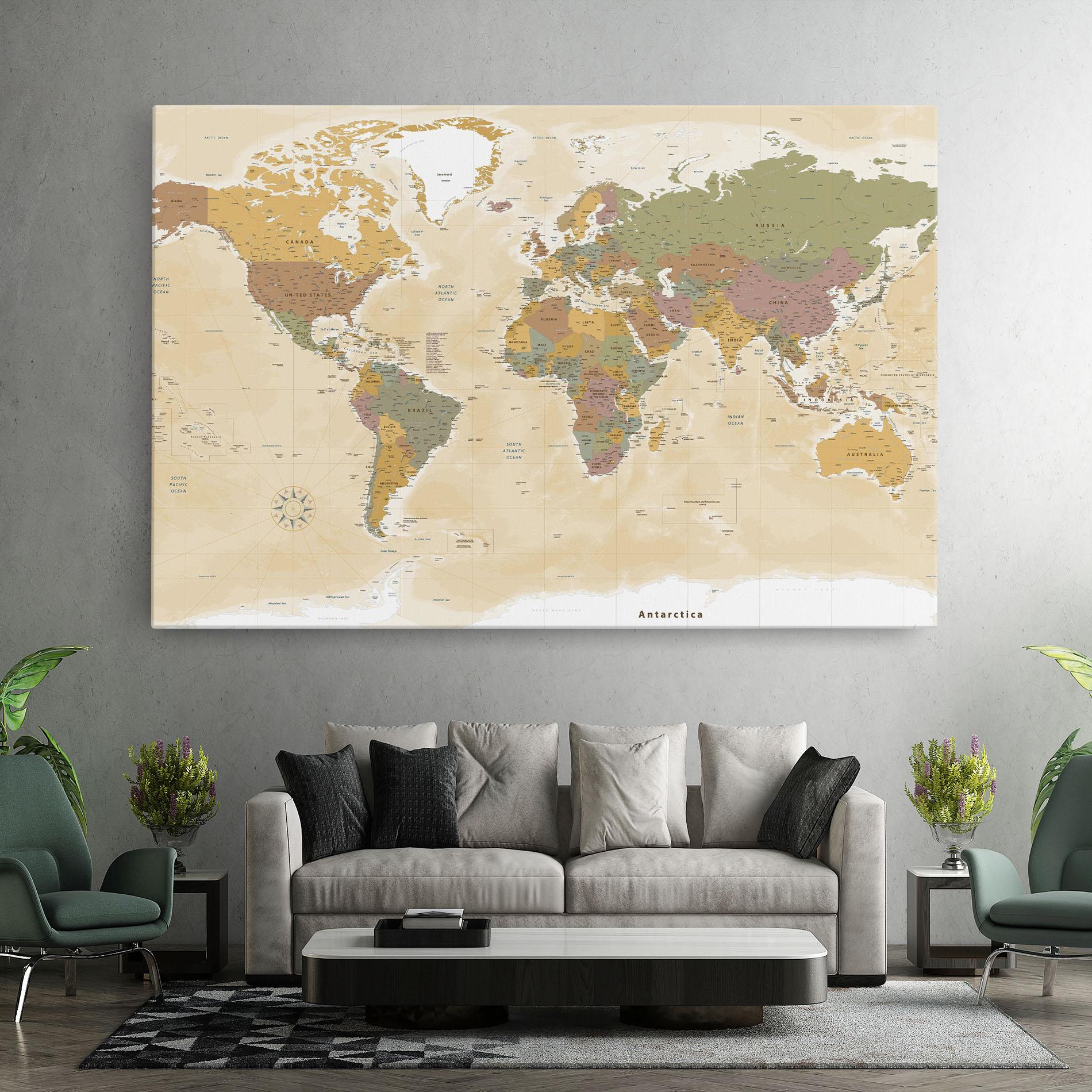 Tablou Canvas World Map Vintage mockup 7
