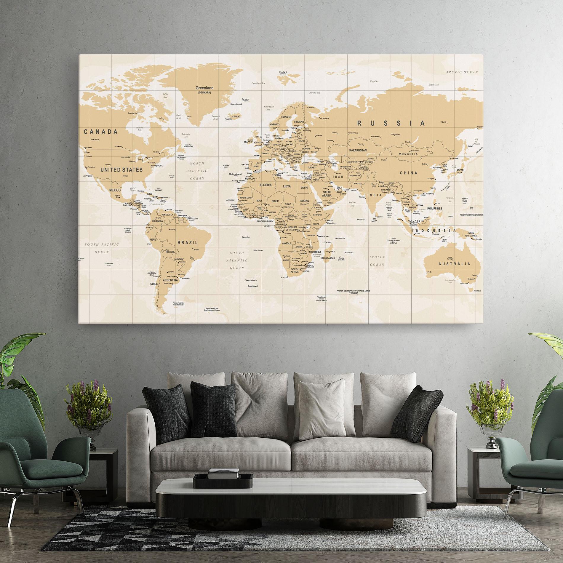 Tablou Canvas World Old Map mockup 7