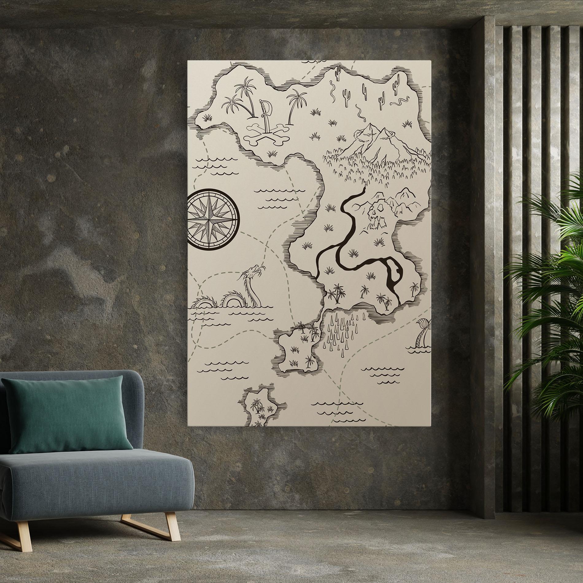 Tablou Canvas Cream Island Map mockup 7