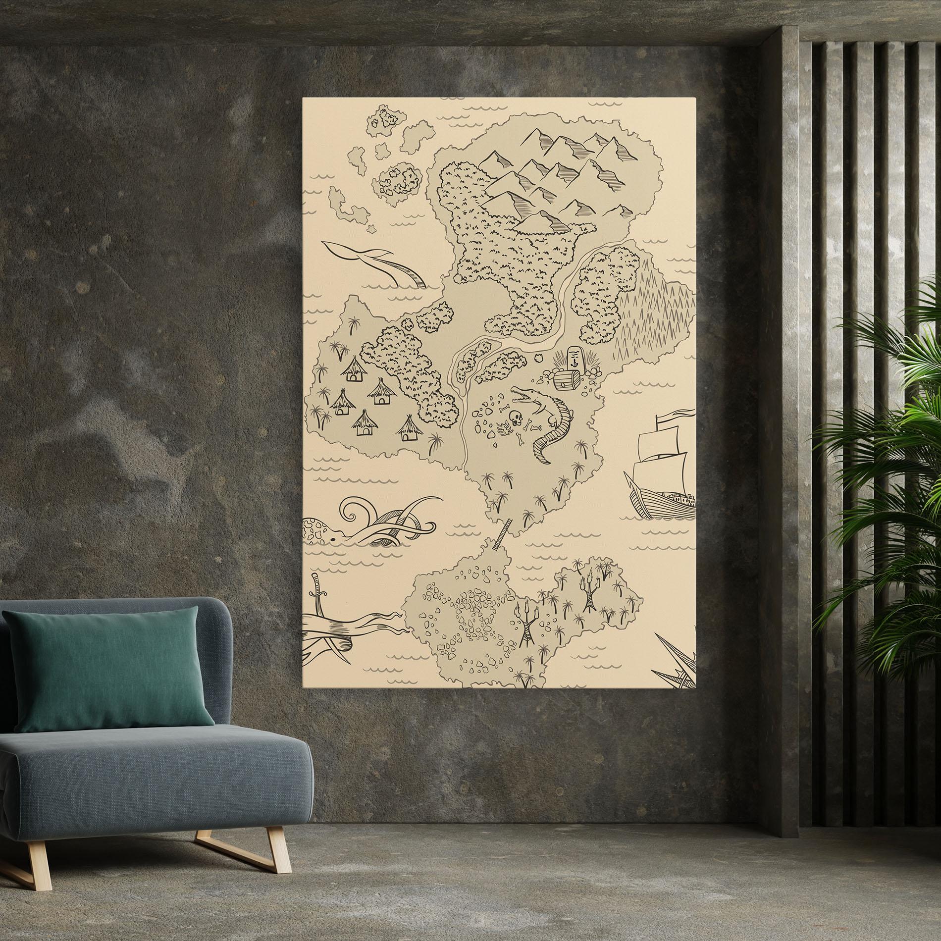 Tablou Canvas Island Old Map mockup 7