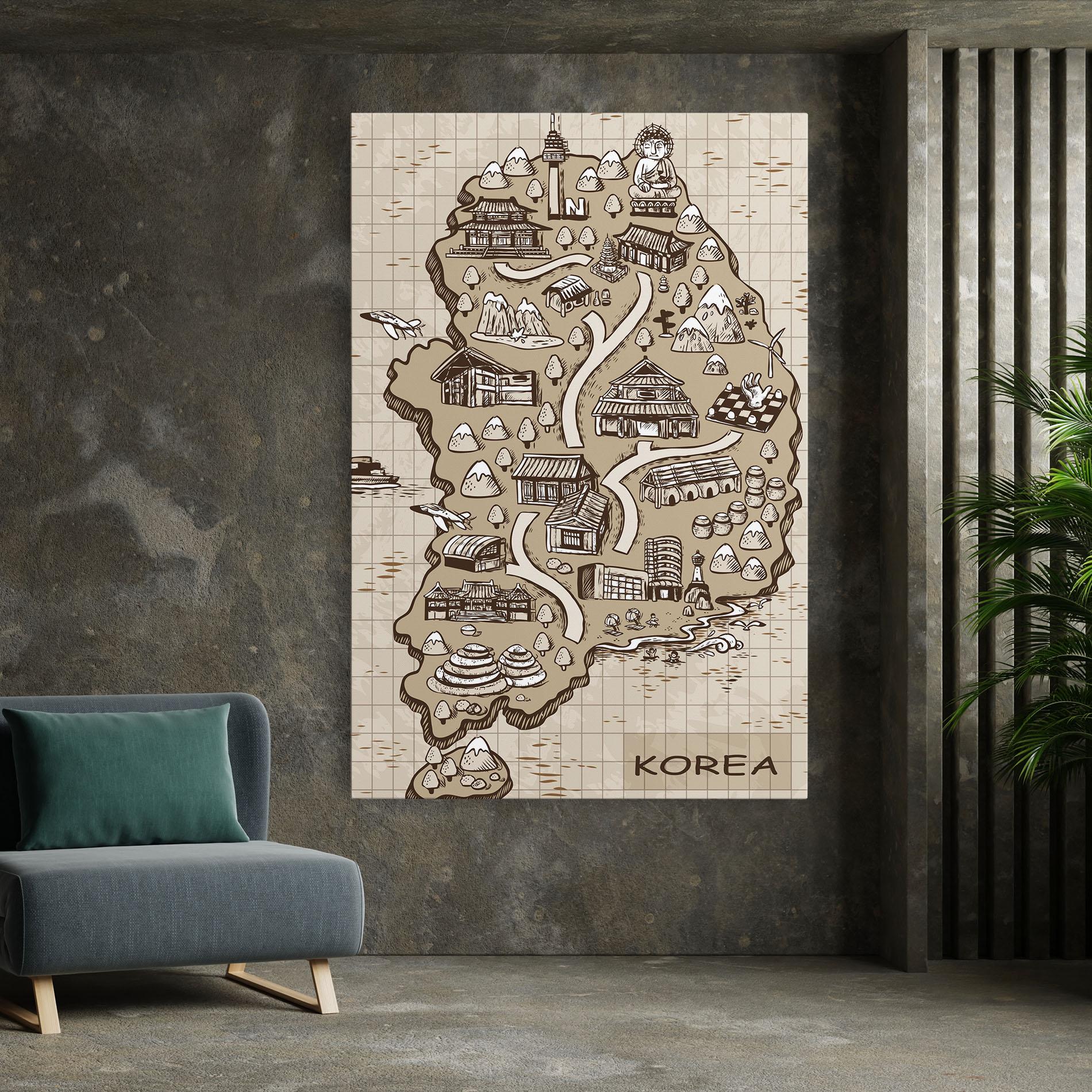 Tablou Canvas Old Korea Map mockup 7