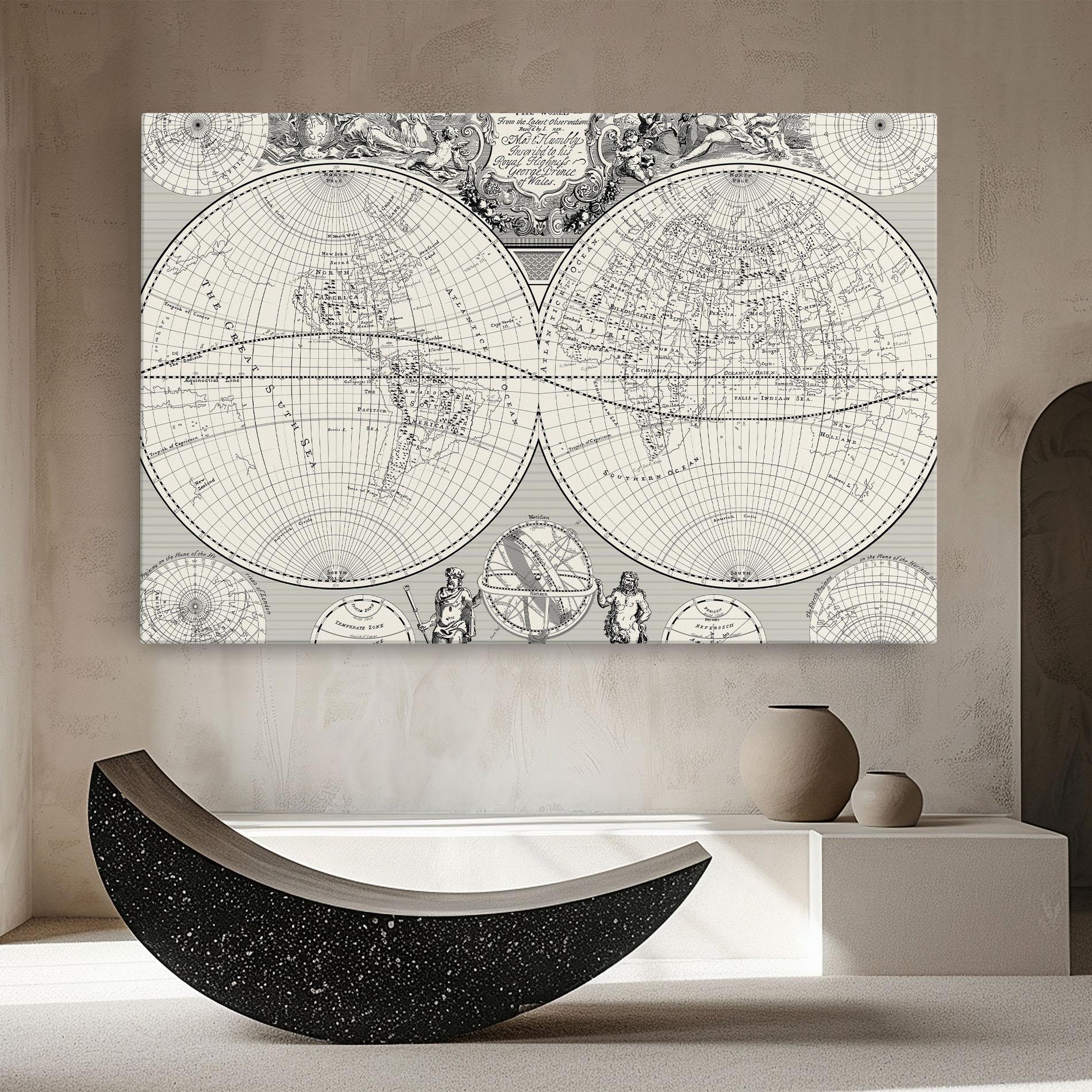 Tablou Canvas Black White Map mockup 8