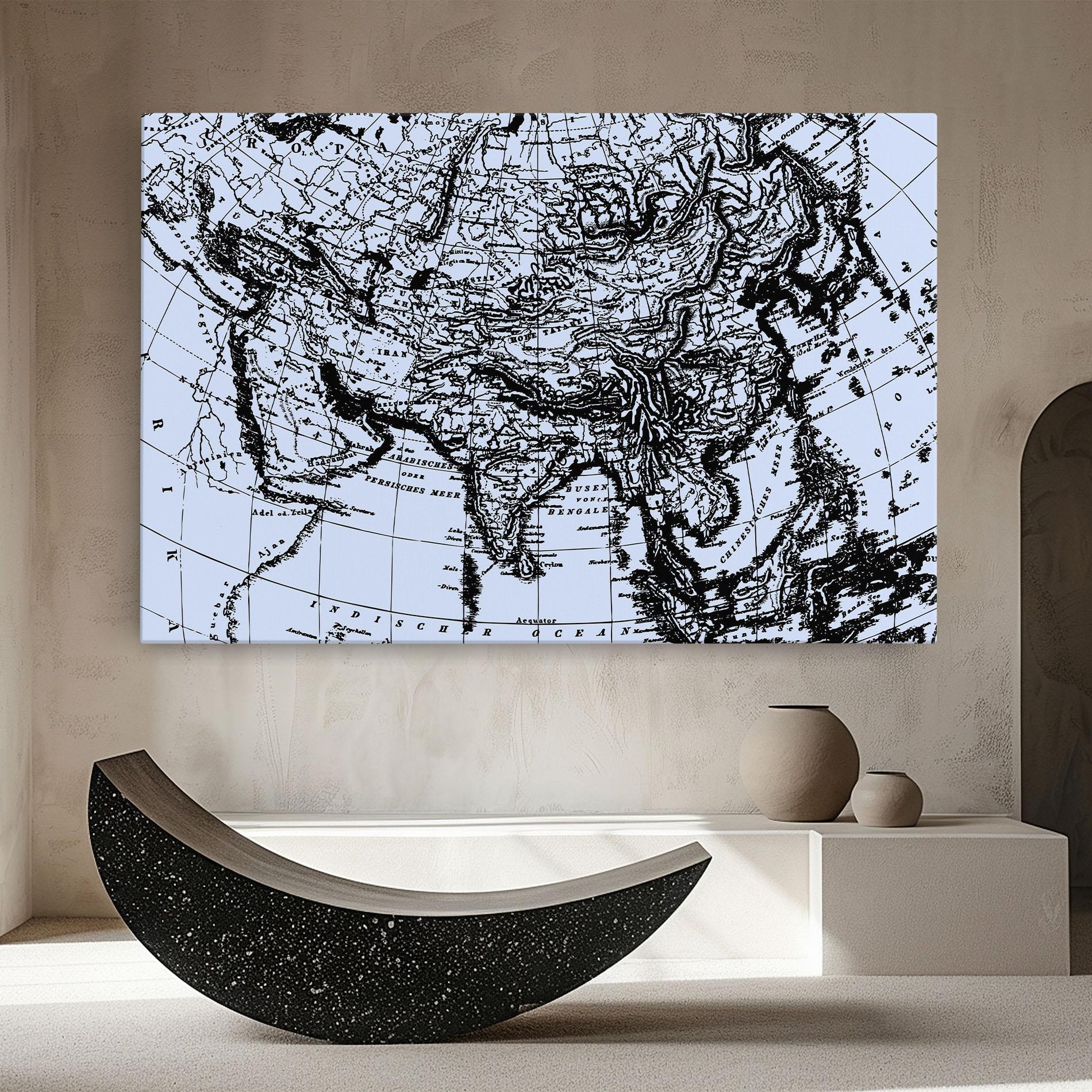 Tablou Canvas Blue Old Map mockup 8