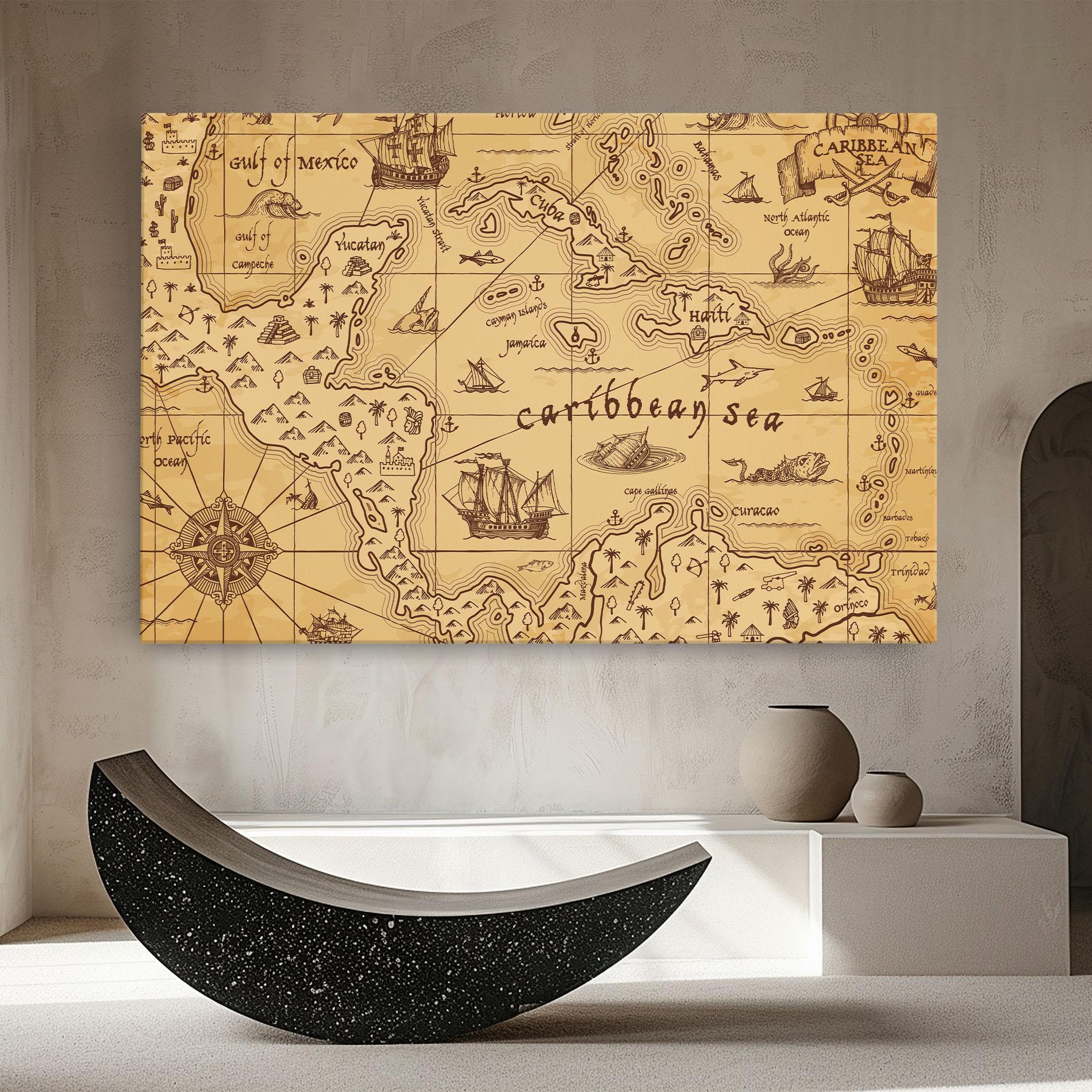 Tablou Canvas Caribbean Sea Map mockup 8
