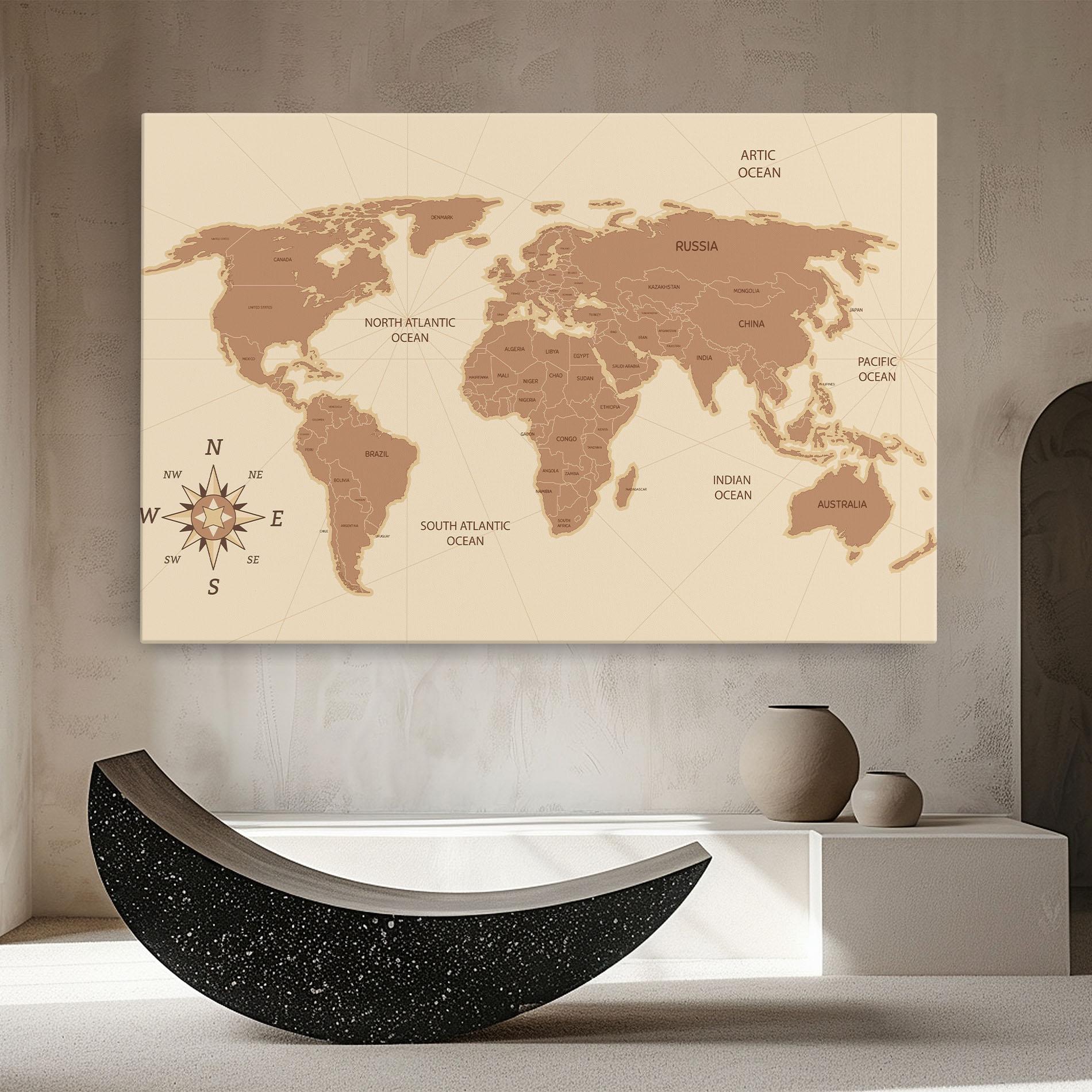 Tablou Canvas Cream Map Vintage mockup 8