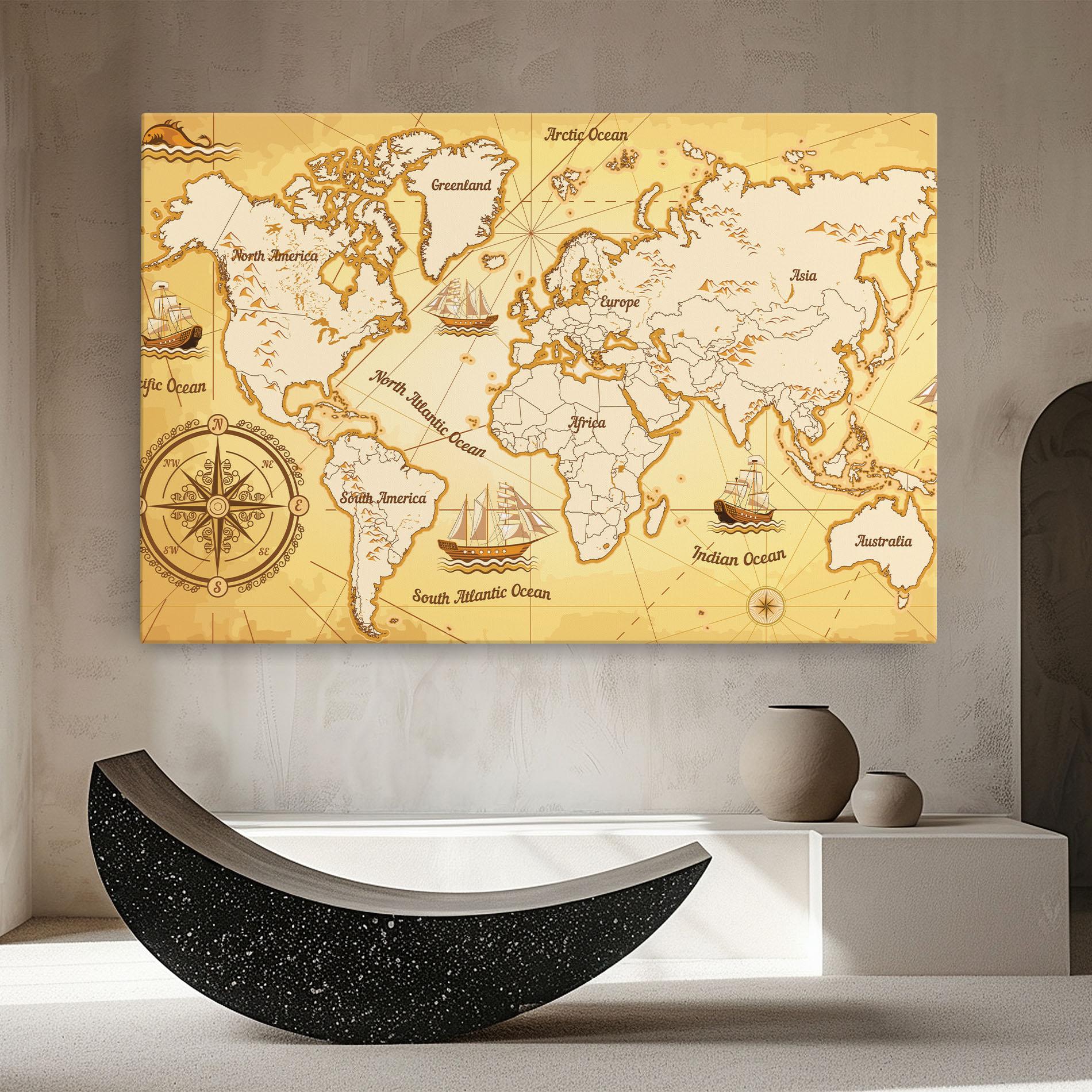 Tablou Canvas Gold Vintage Map mockup 8