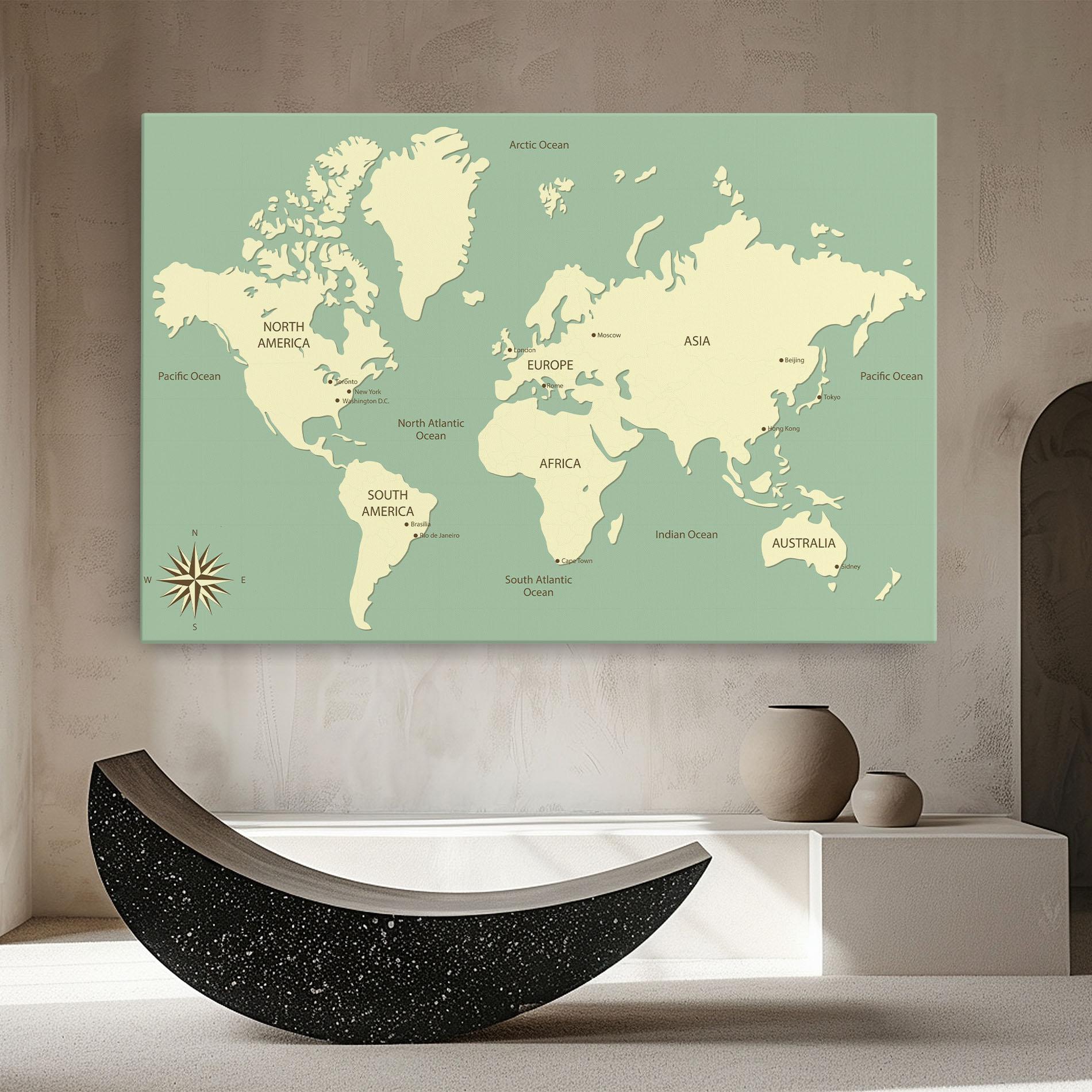 Tablou Canvas Green Cream Map mockup 8