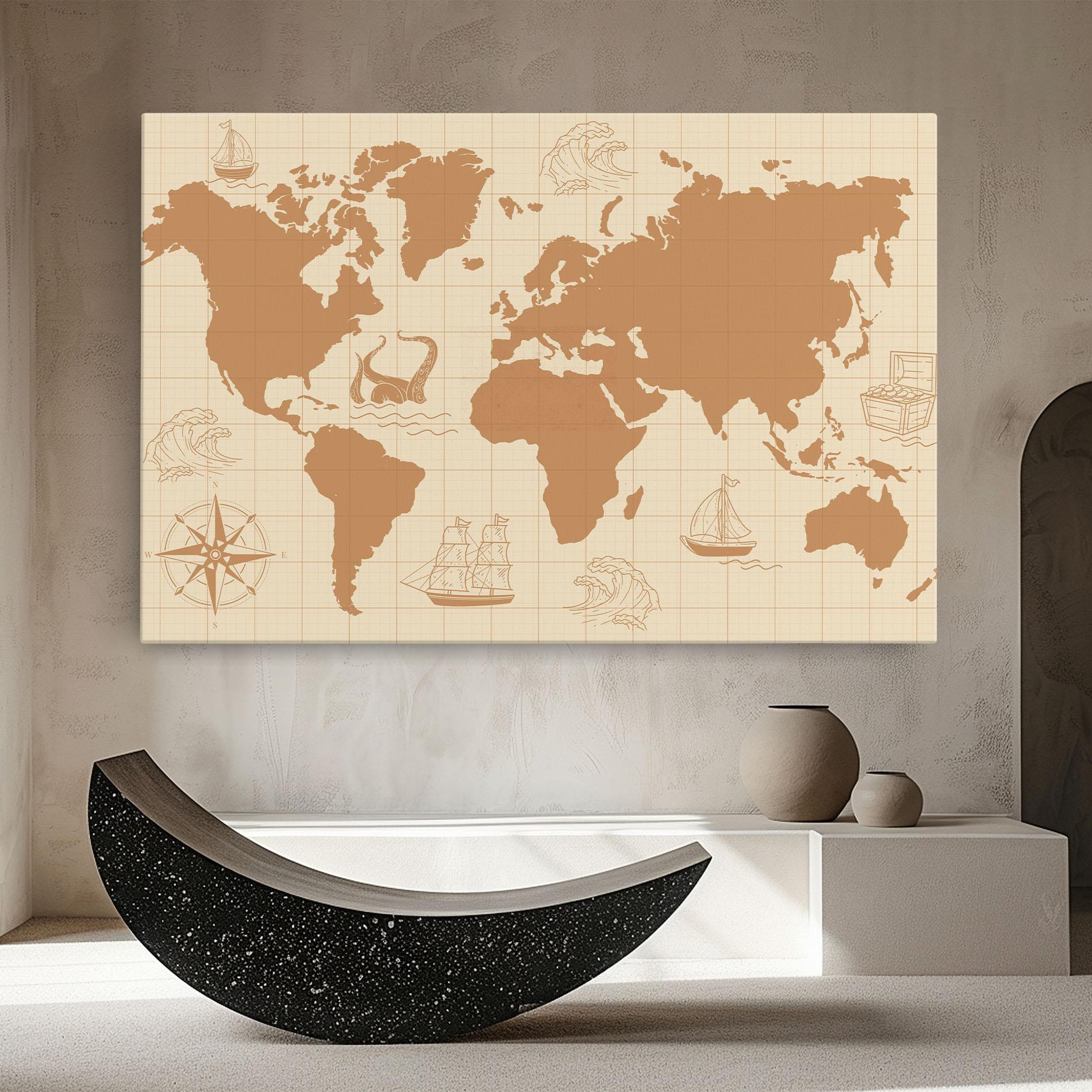 Tablou Canvas Light Cream Map mockup 8