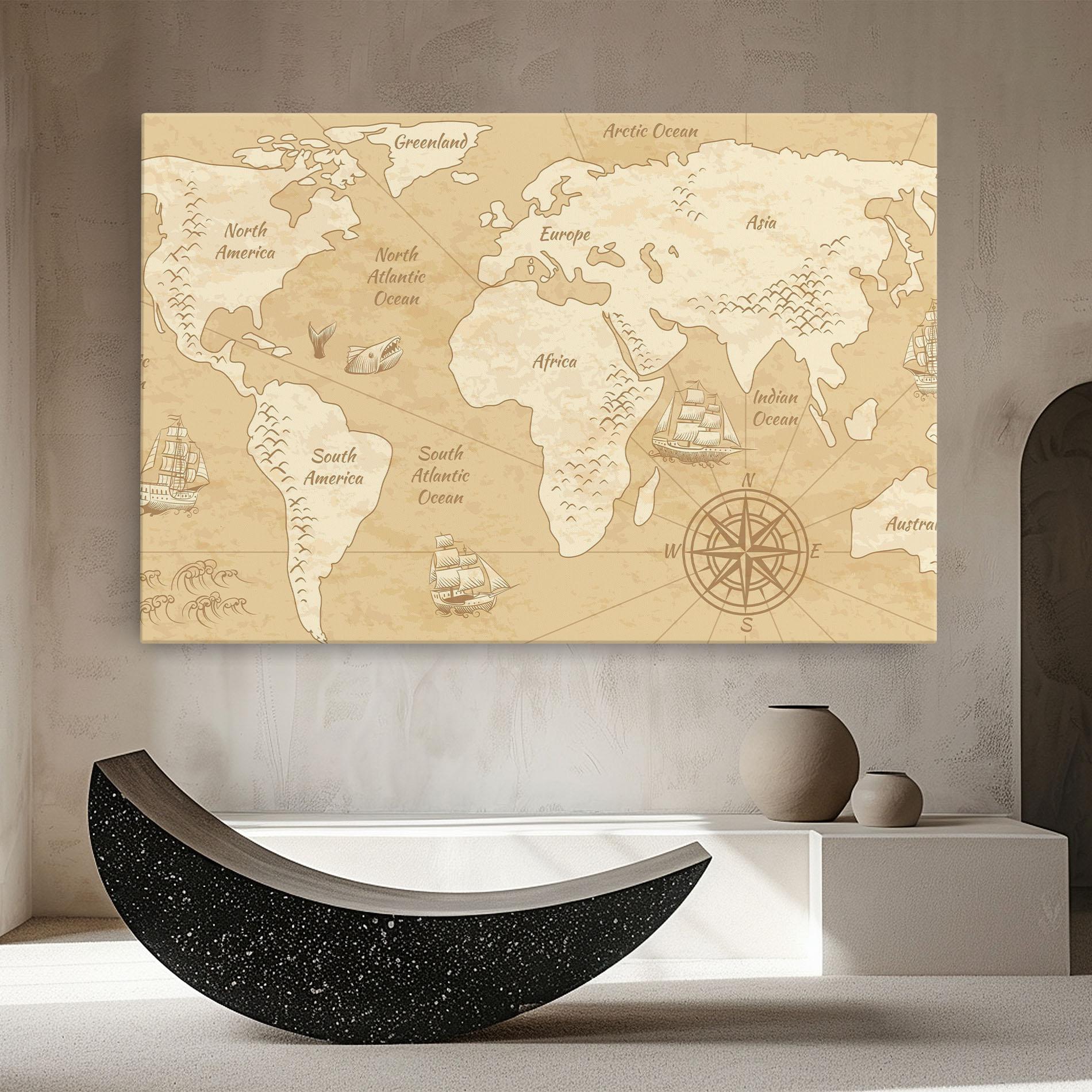 Tablou Canvas Old Continents Map mockup 8