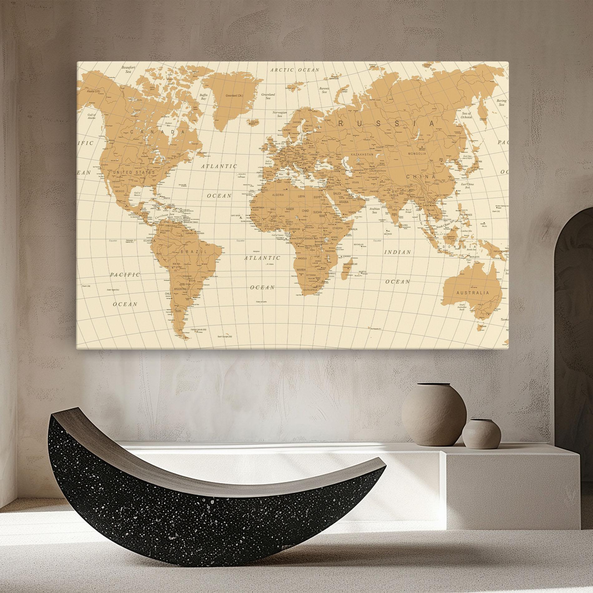 Tablou Canvas Old Map Cream mockup 8