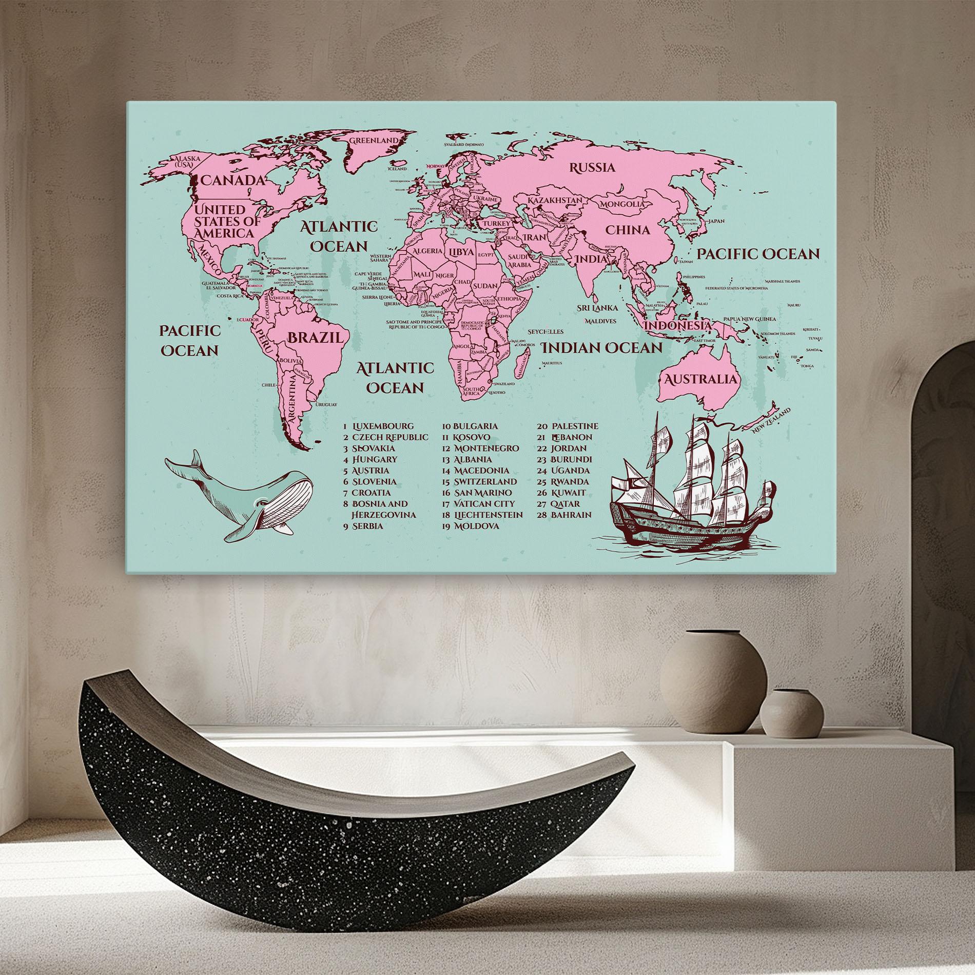 Tablou Canvas Pink Pirate Map mockup 8