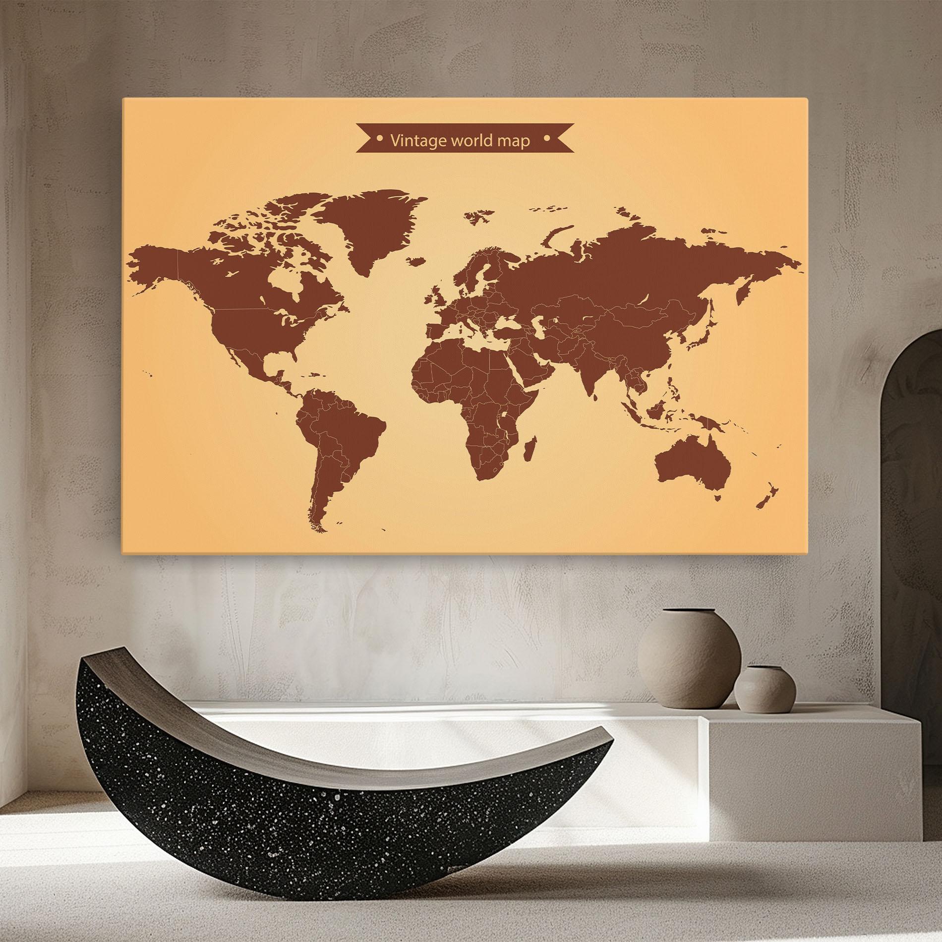 Tablou Canvas Vintage World Map mockup 8