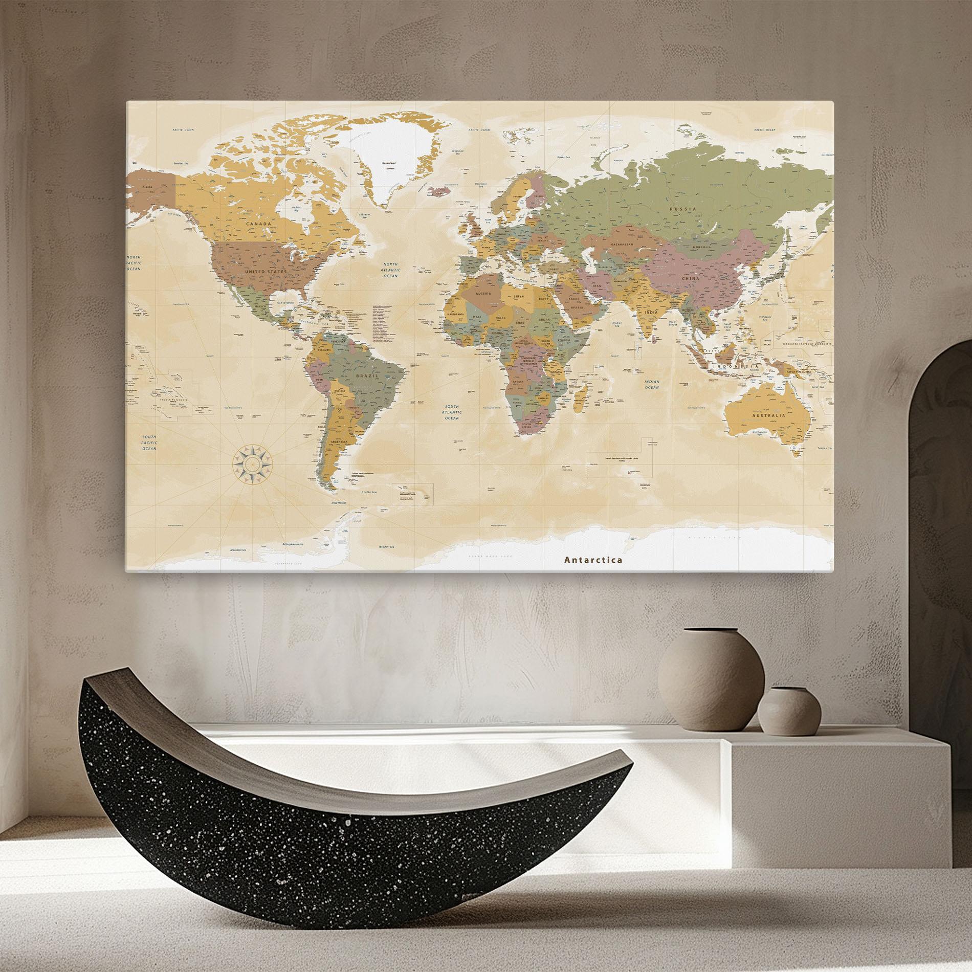 Tablou Canvas World Map Vintage mockup 8