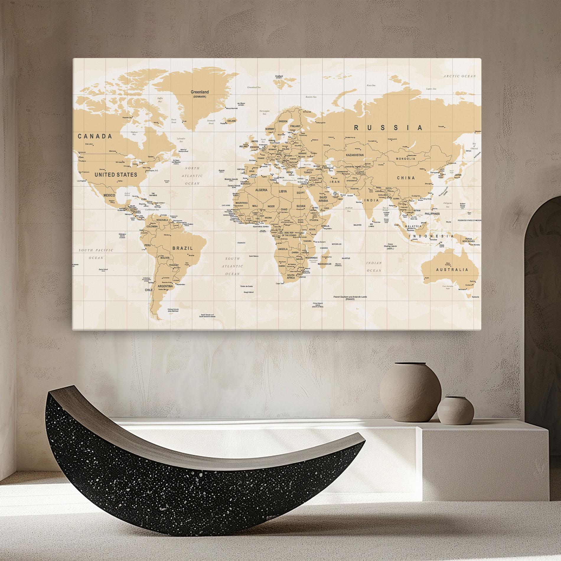 Tablou Canvas World Old Map mockup 8