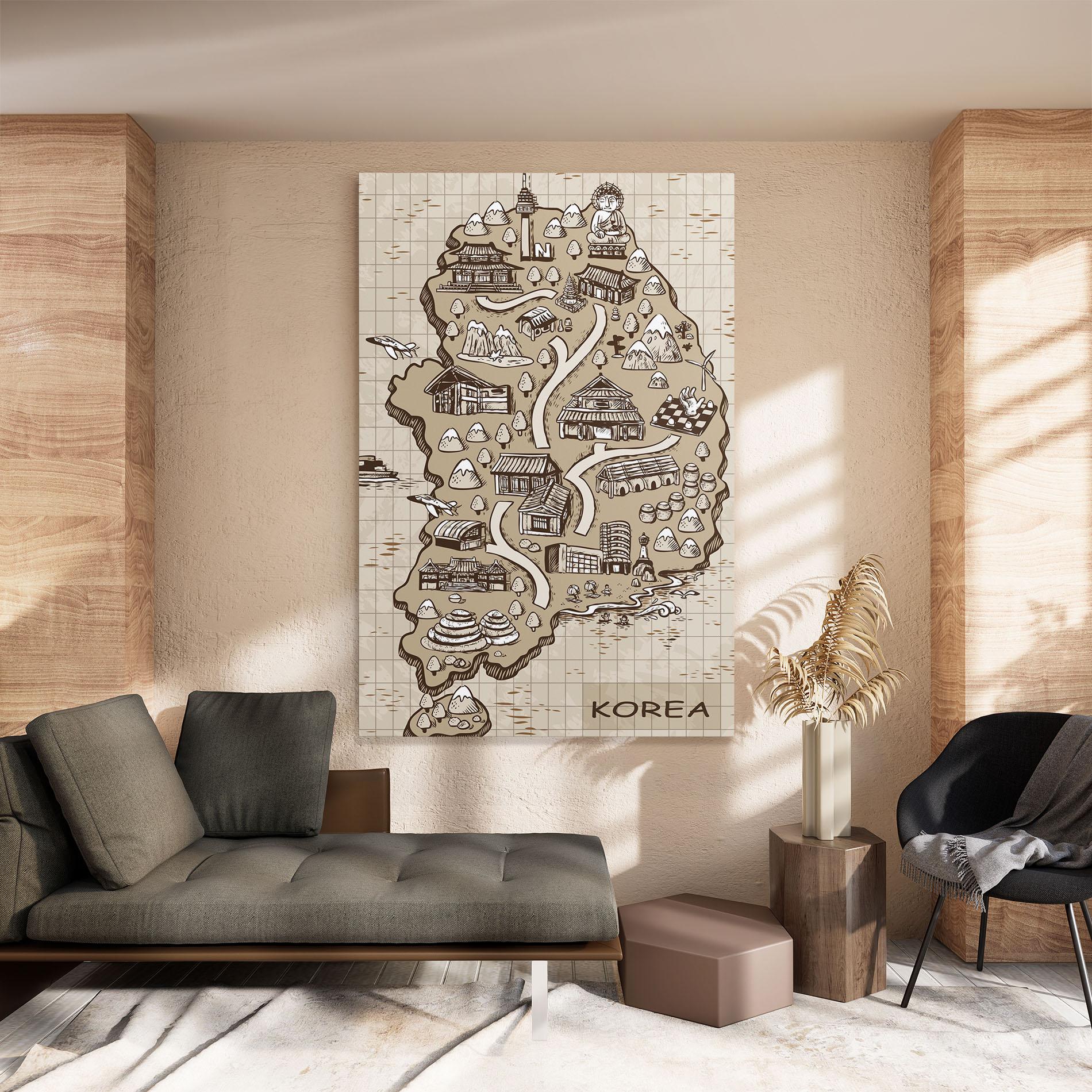 Tablou Canvas Old Korea Map mockup 8