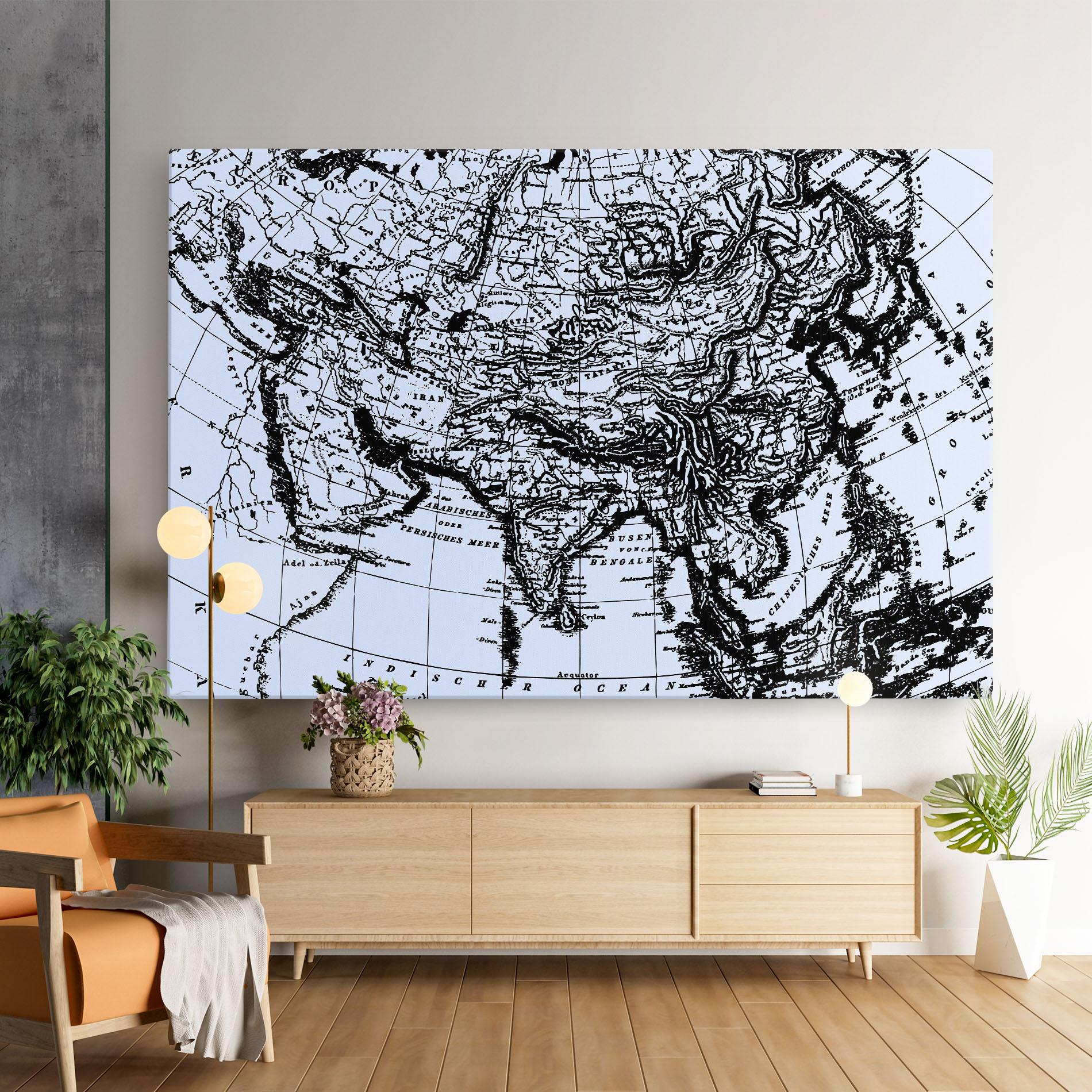 Tablou Canvas Blue Old Map mockup 9