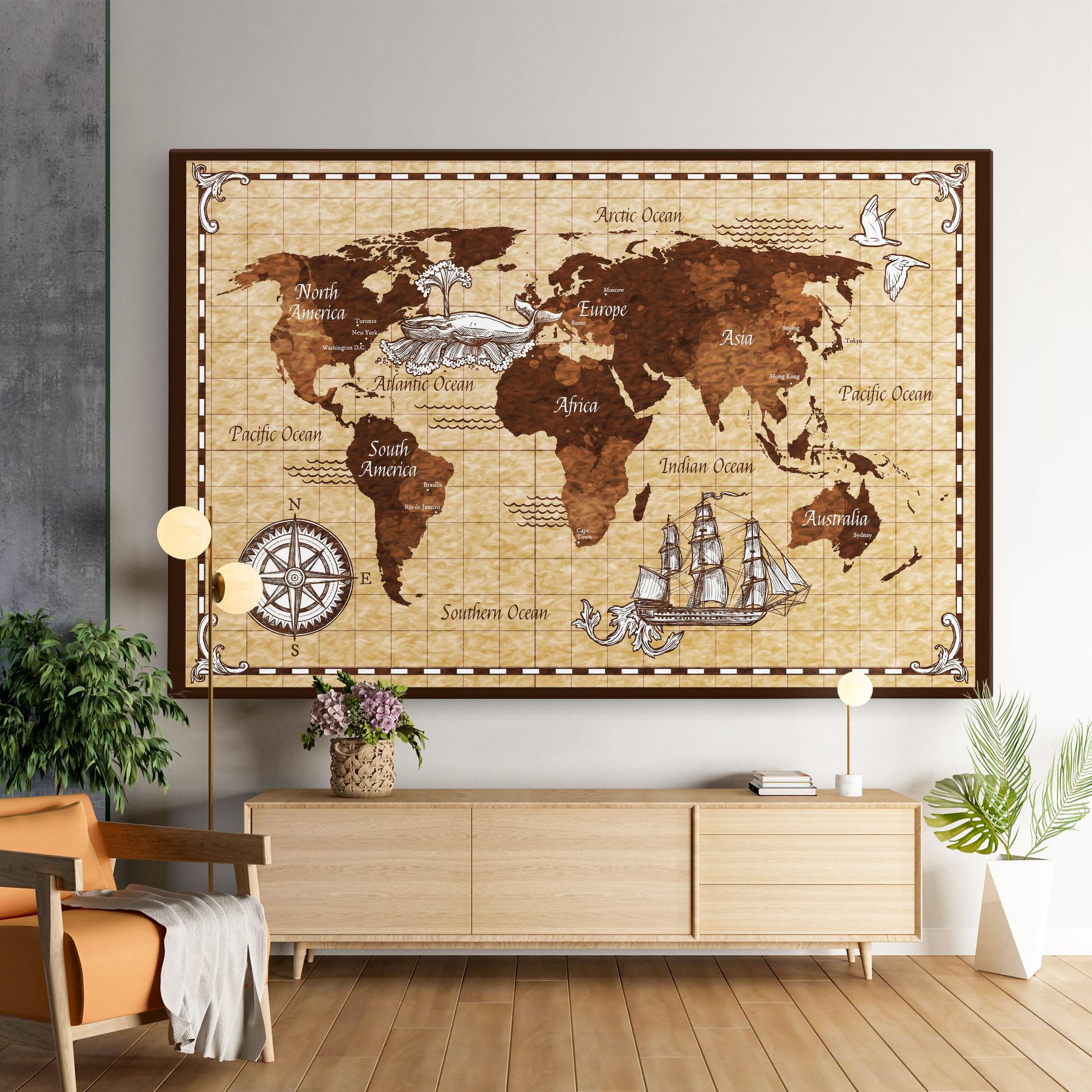 Tablou Canvas Brown Old Map mockup 9