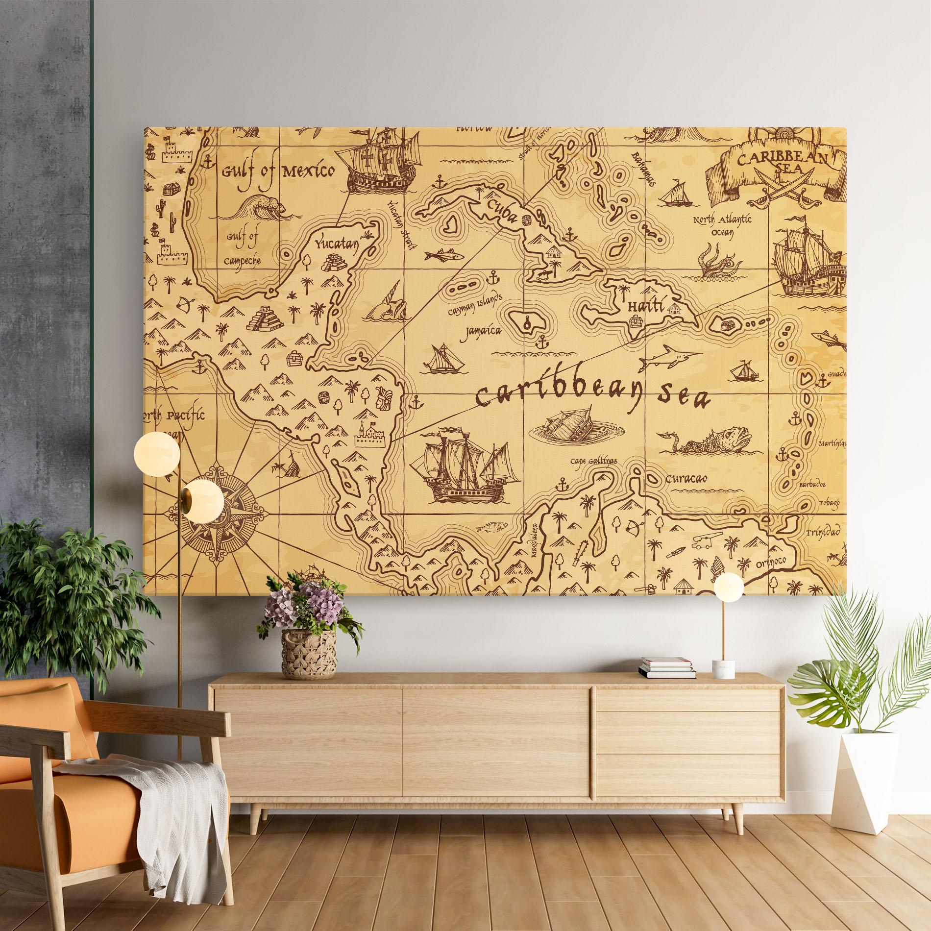 Tablou Canvas Caribbean Sea Map mockup 9