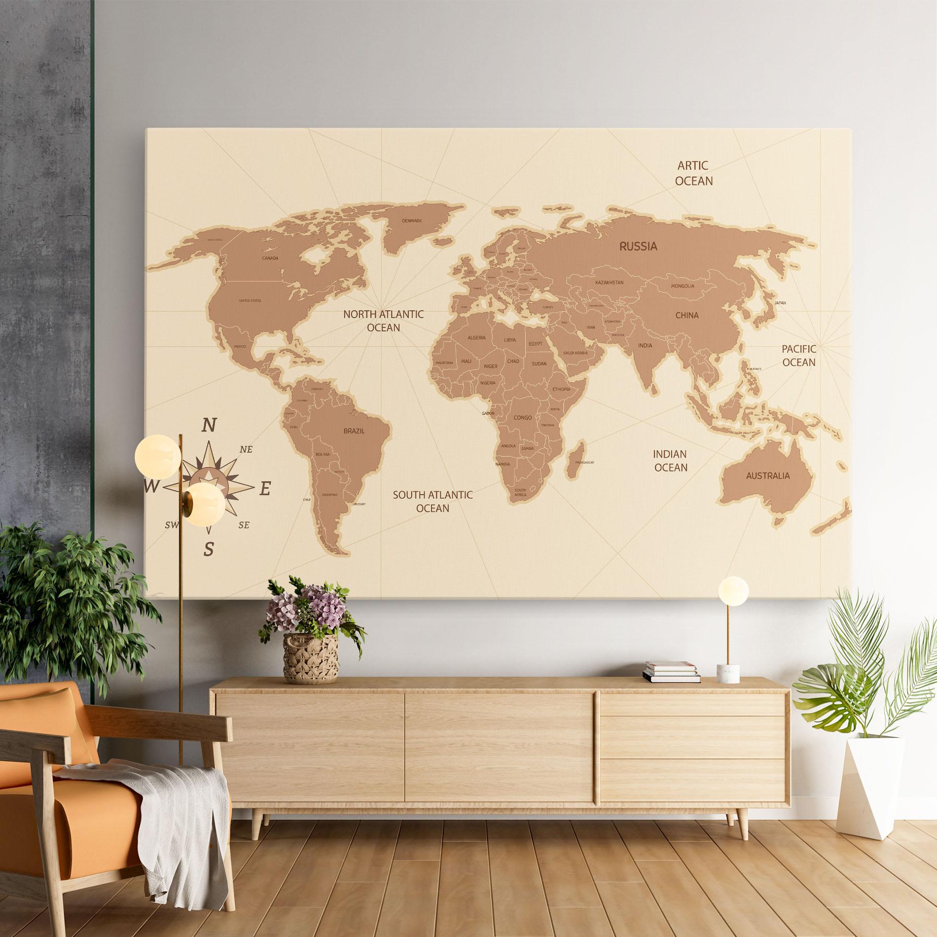 Tablou Canvas Cream Map Vintage mockup 9