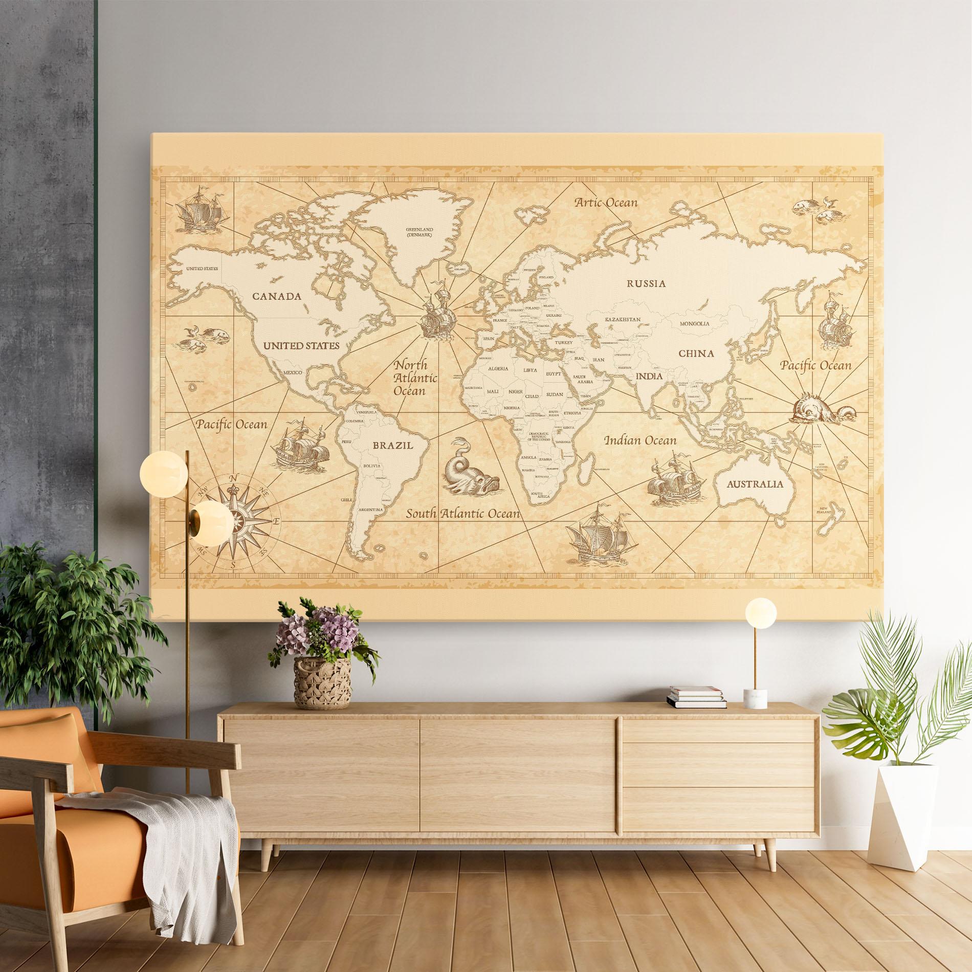Tablou Canvas Cream Old Map mockup 9