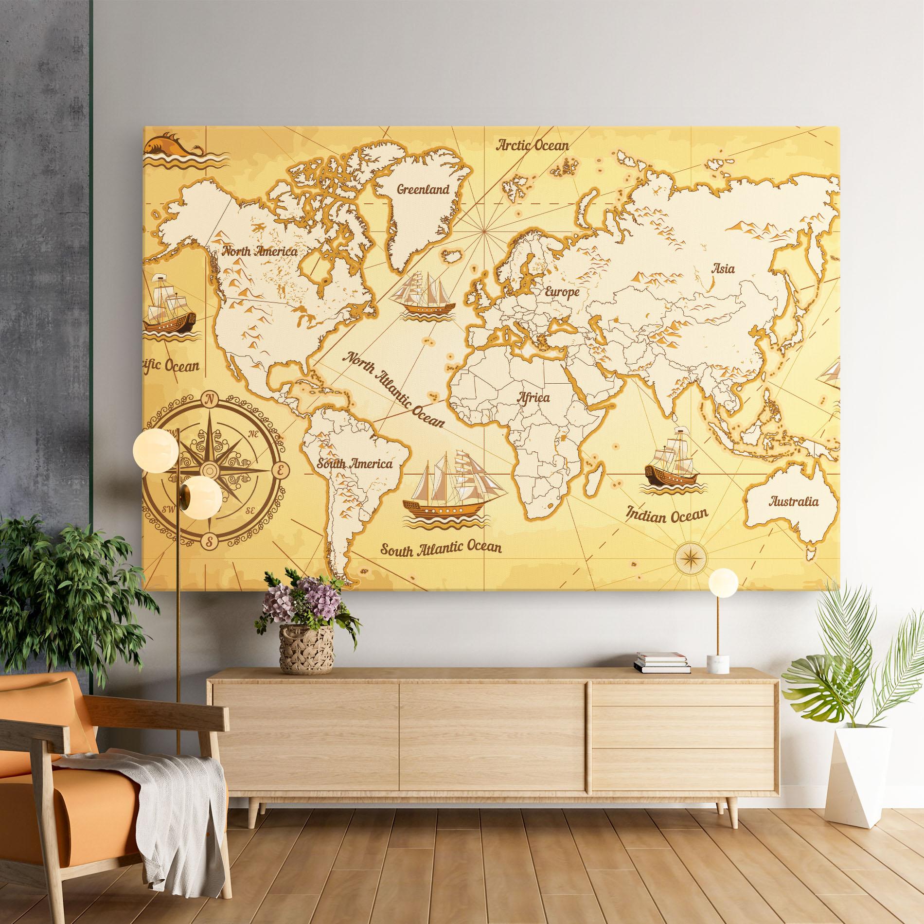 Tablou Canvas Gold Vintage Map mockup 9