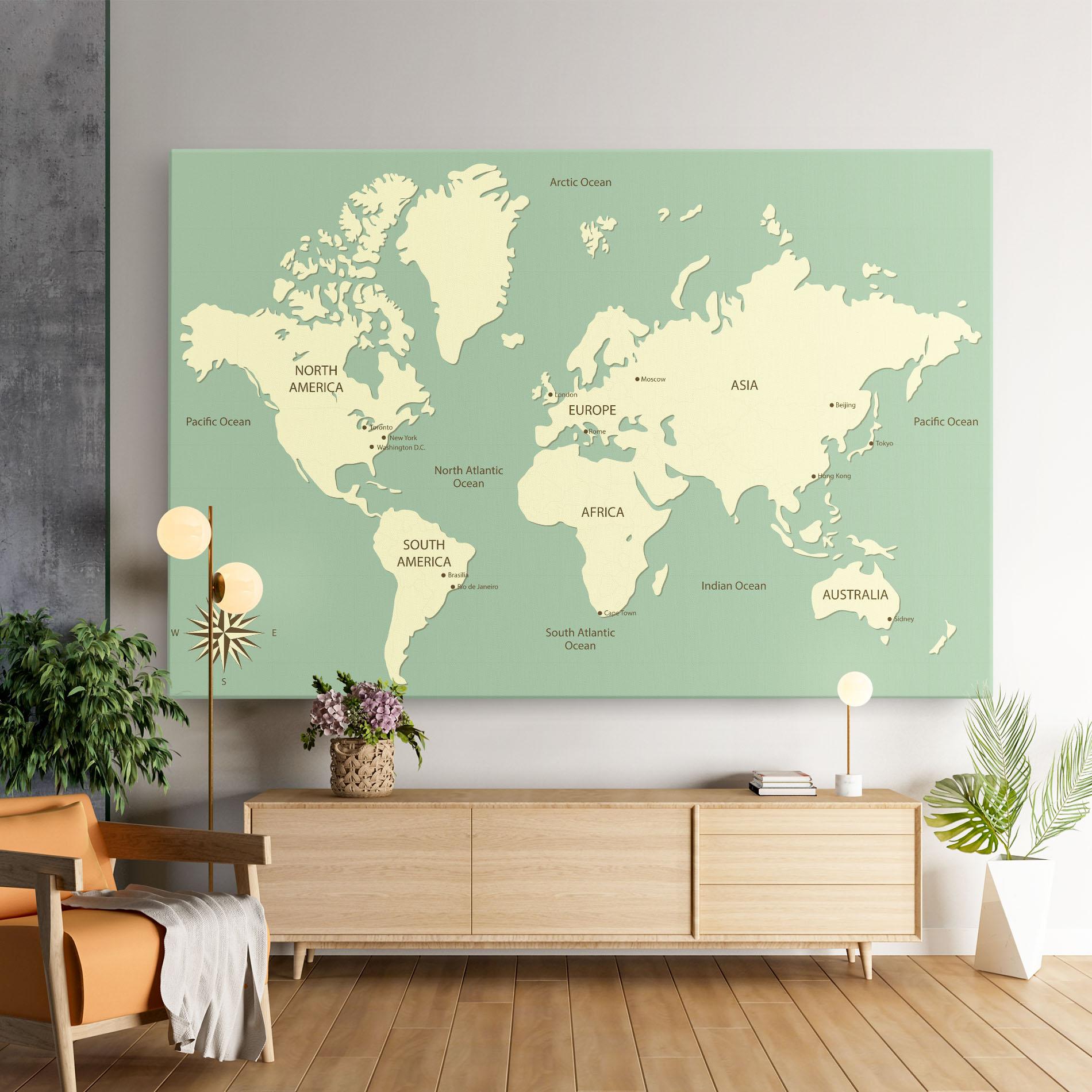 Tablou Canvas Green Cream Map mockup 9