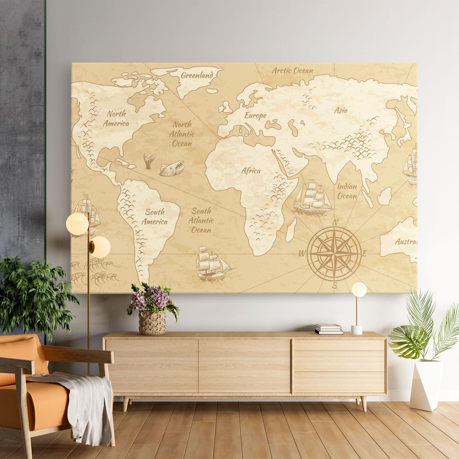 Tablou Canvas Old Continents Map mockup 9