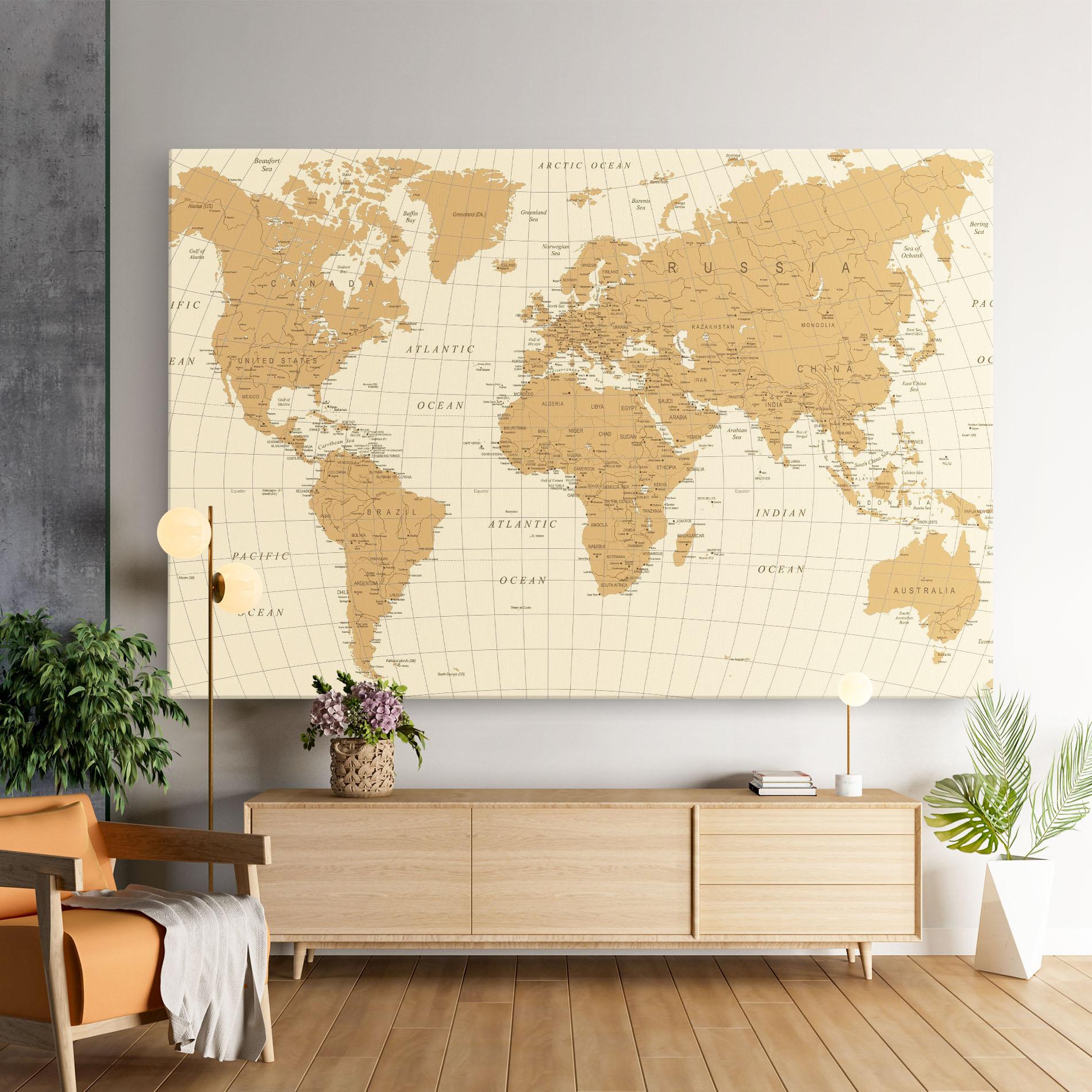 Tablou Canvas Old Map Cream mockup 9