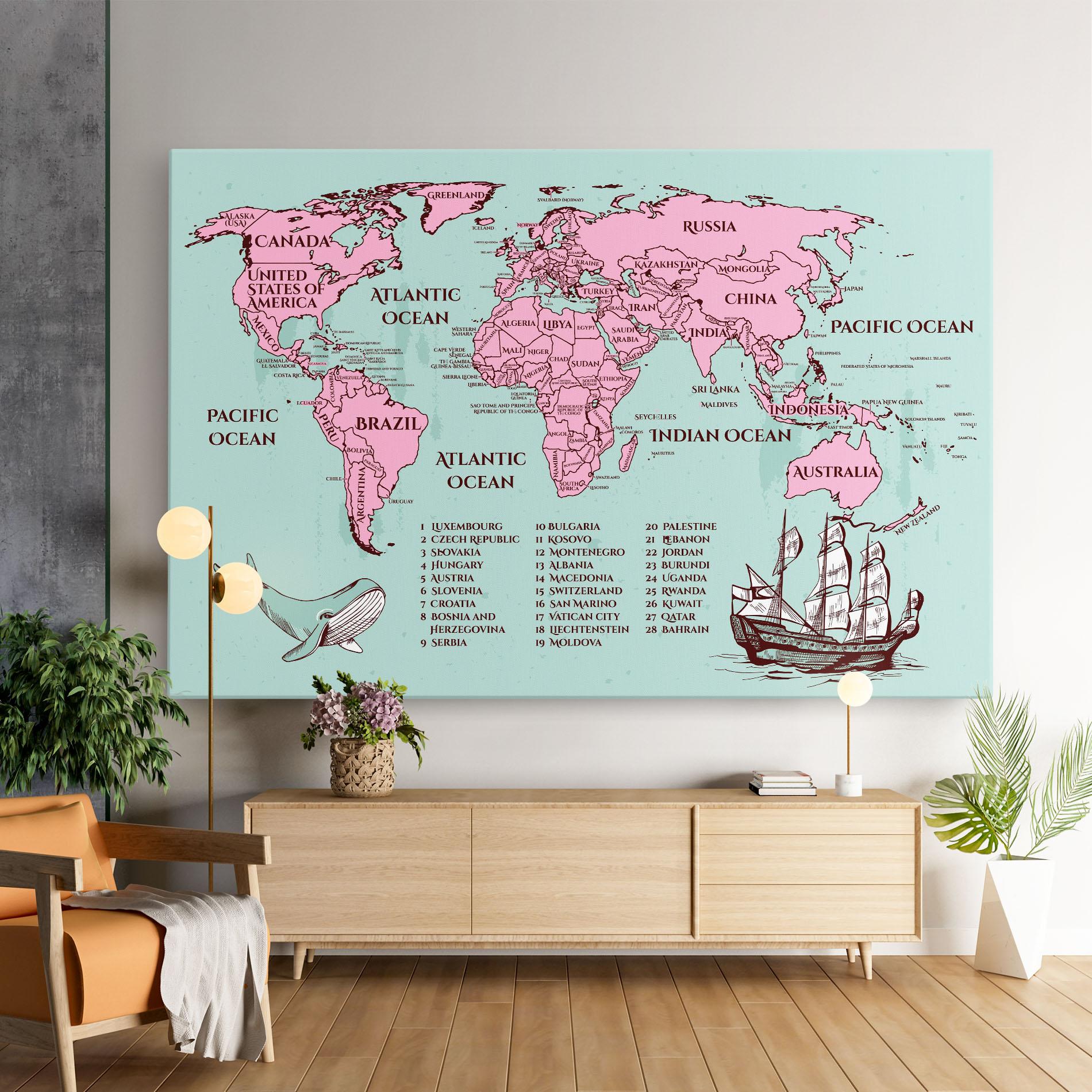 Tablou Canvas Pink Pirate Map mockup 9