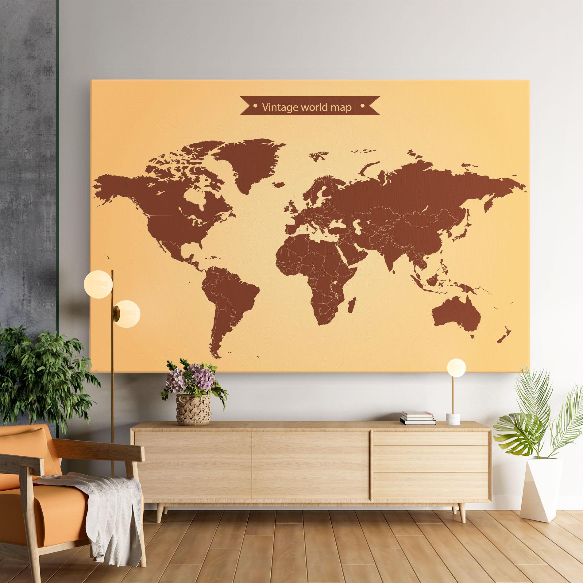 Tablou Canvas Vintage World Map mockup 9