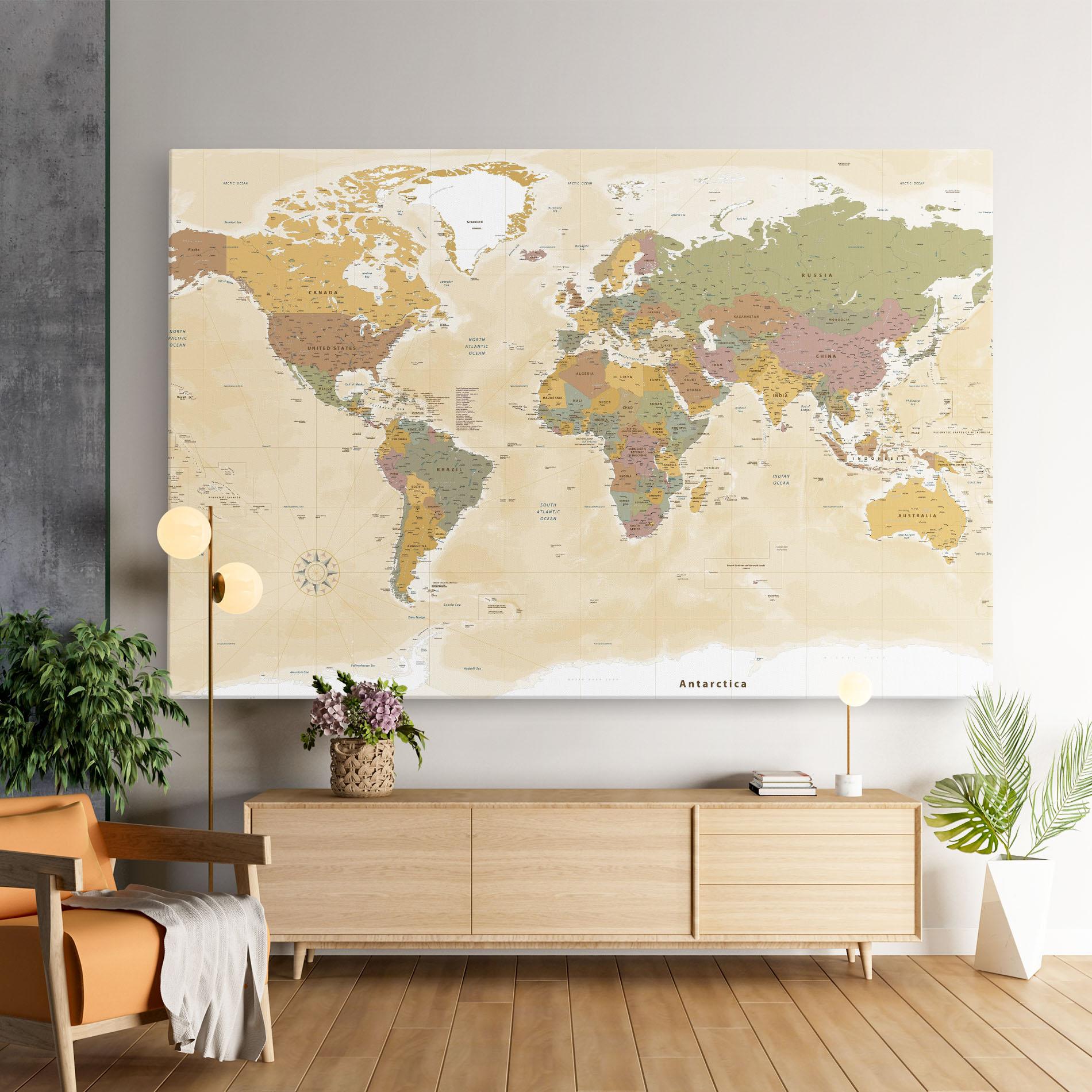 Tablou Canvas World Map Vintage mockup 9