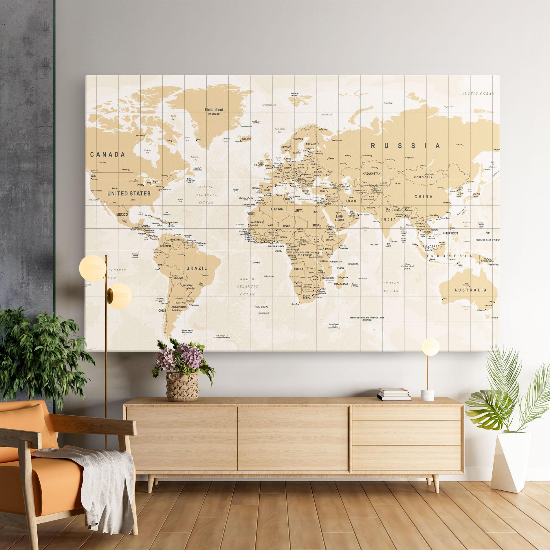 Tablou Canvas World Old Map mockup 9