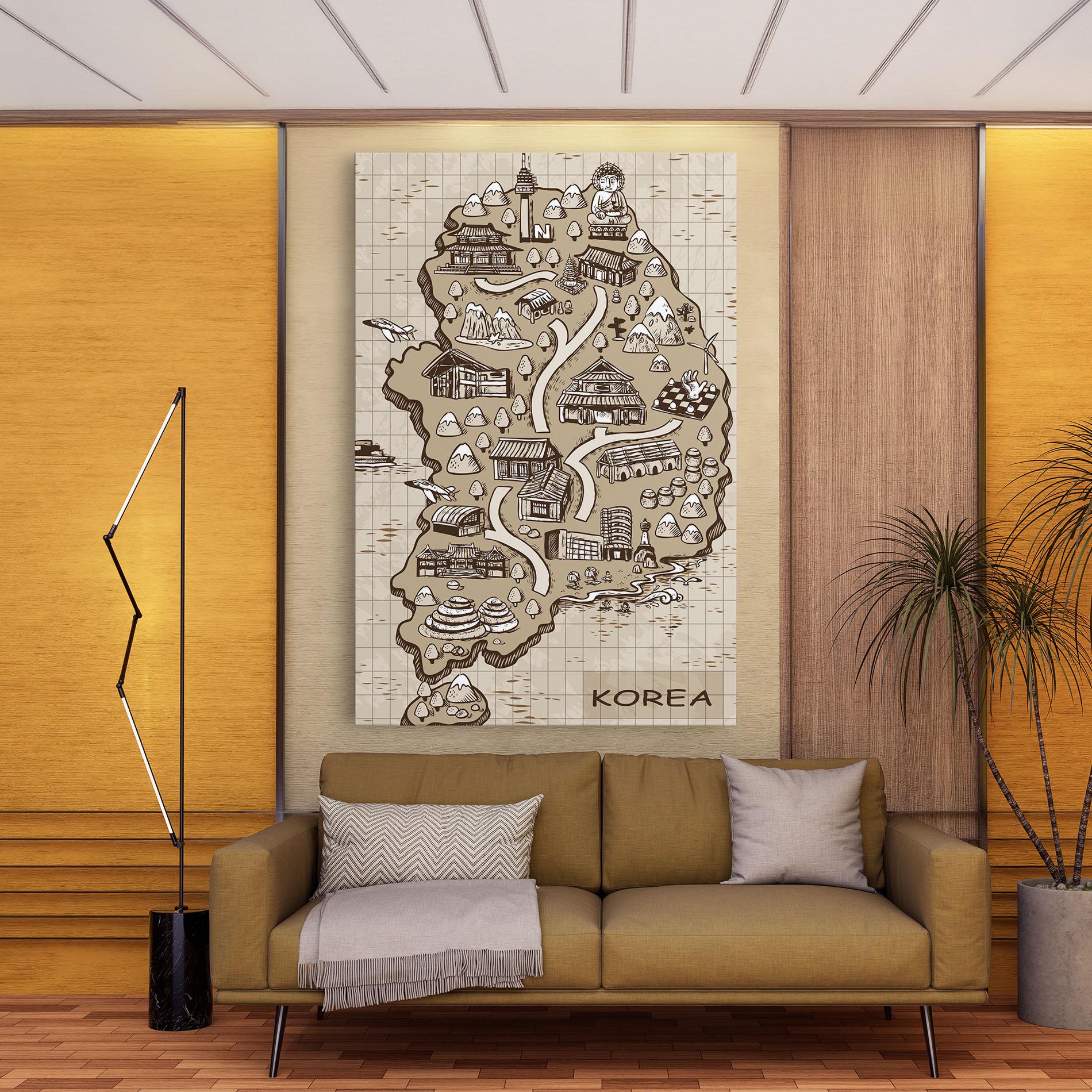 Tablou Canvas Old Korea Map mockup 9