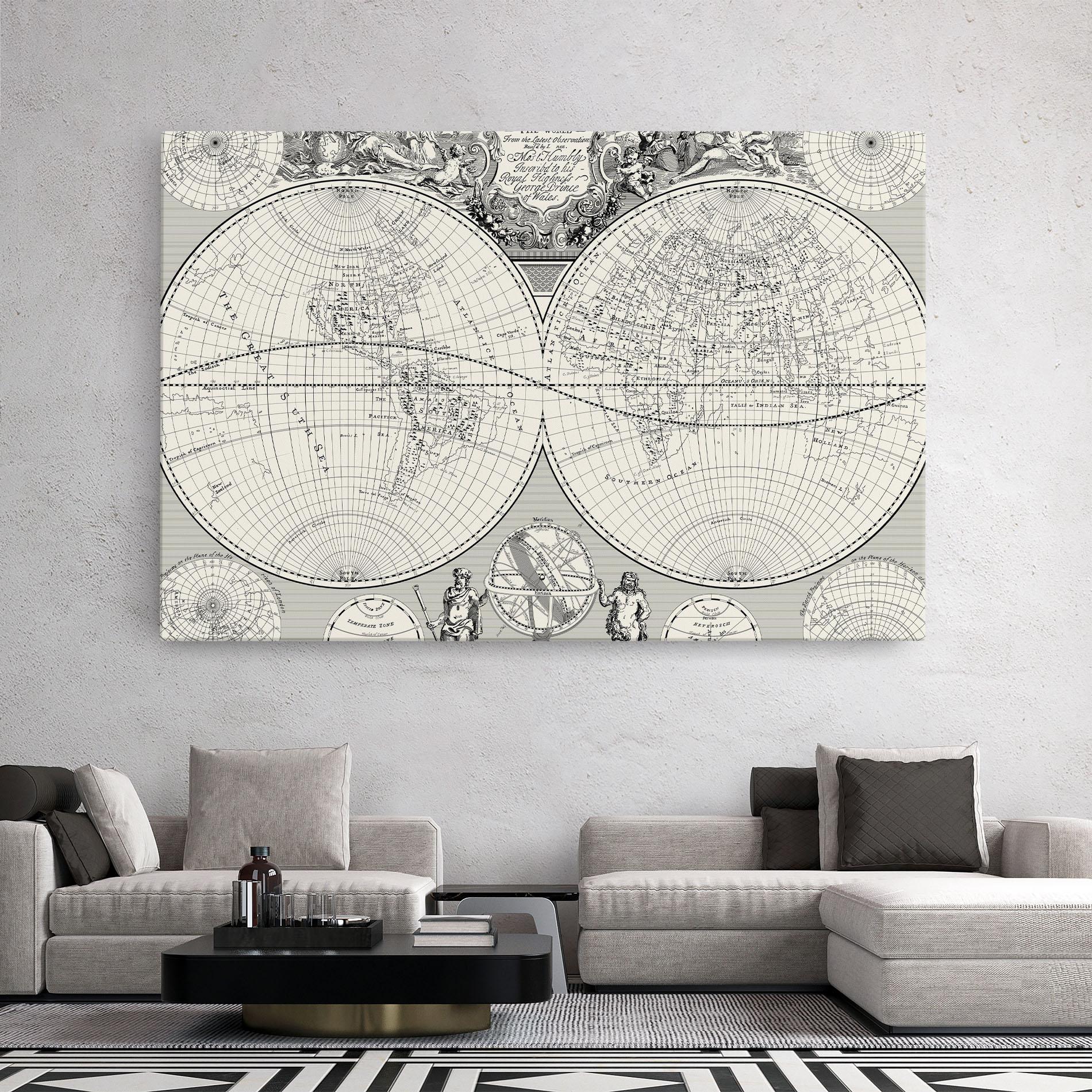 Tablou Canvas Black White Map mockup 2