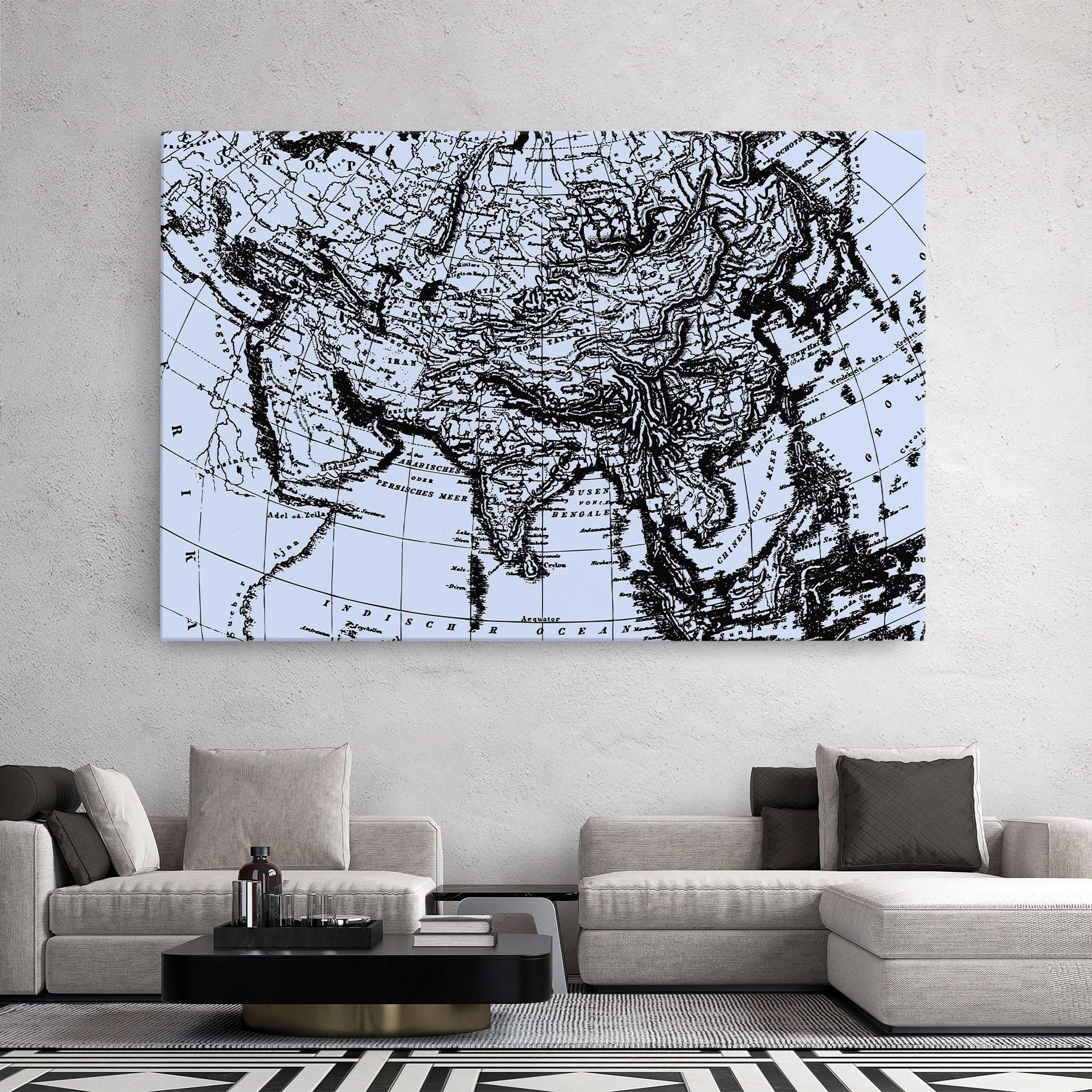 Tablou Canvas Blue Old Map mockup 2